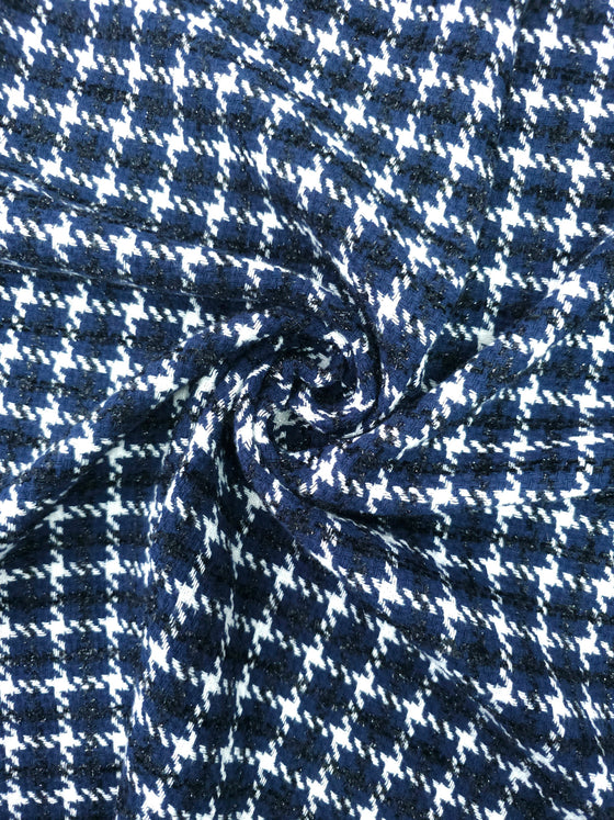 Navy/Black Lurex Check Wool