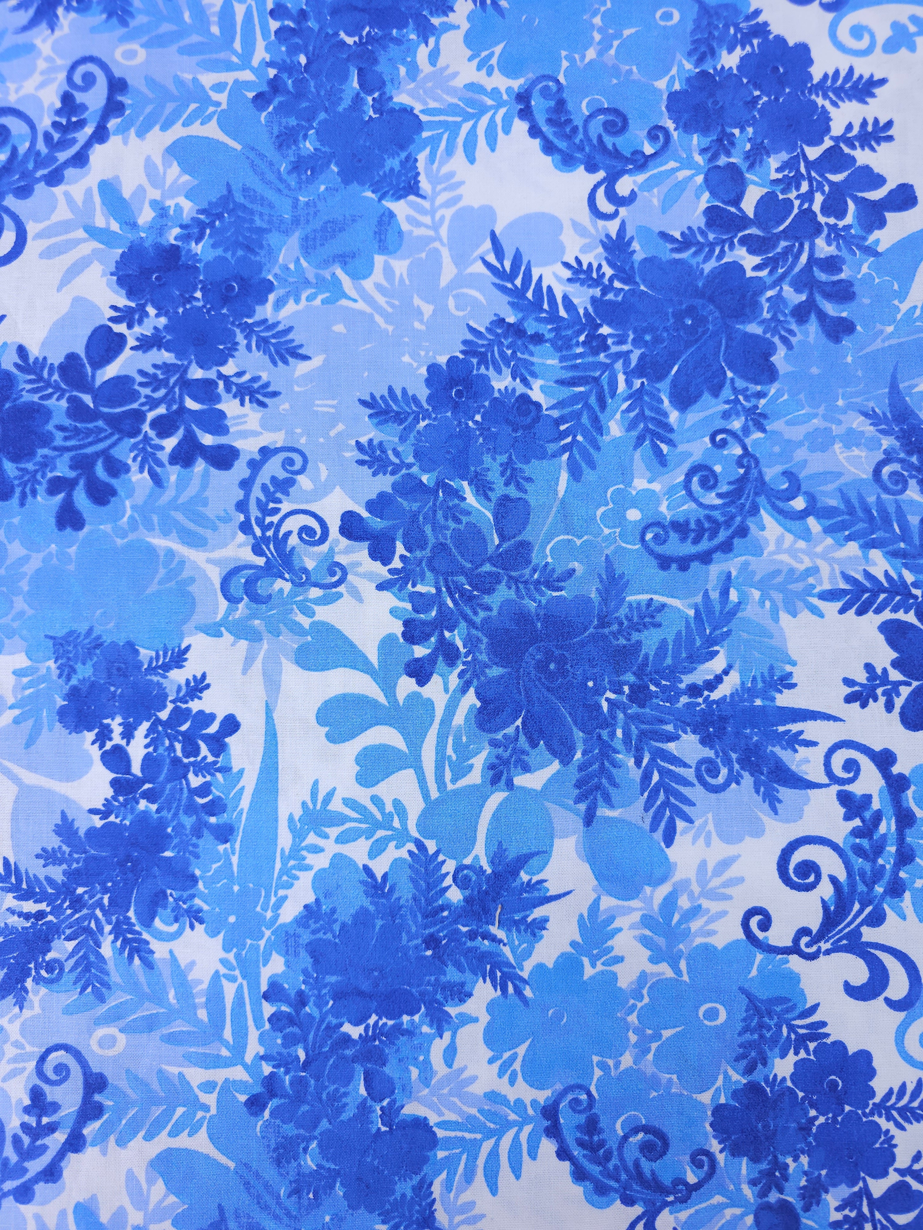 Blue Swirl Floral Fusion 100% Cotton