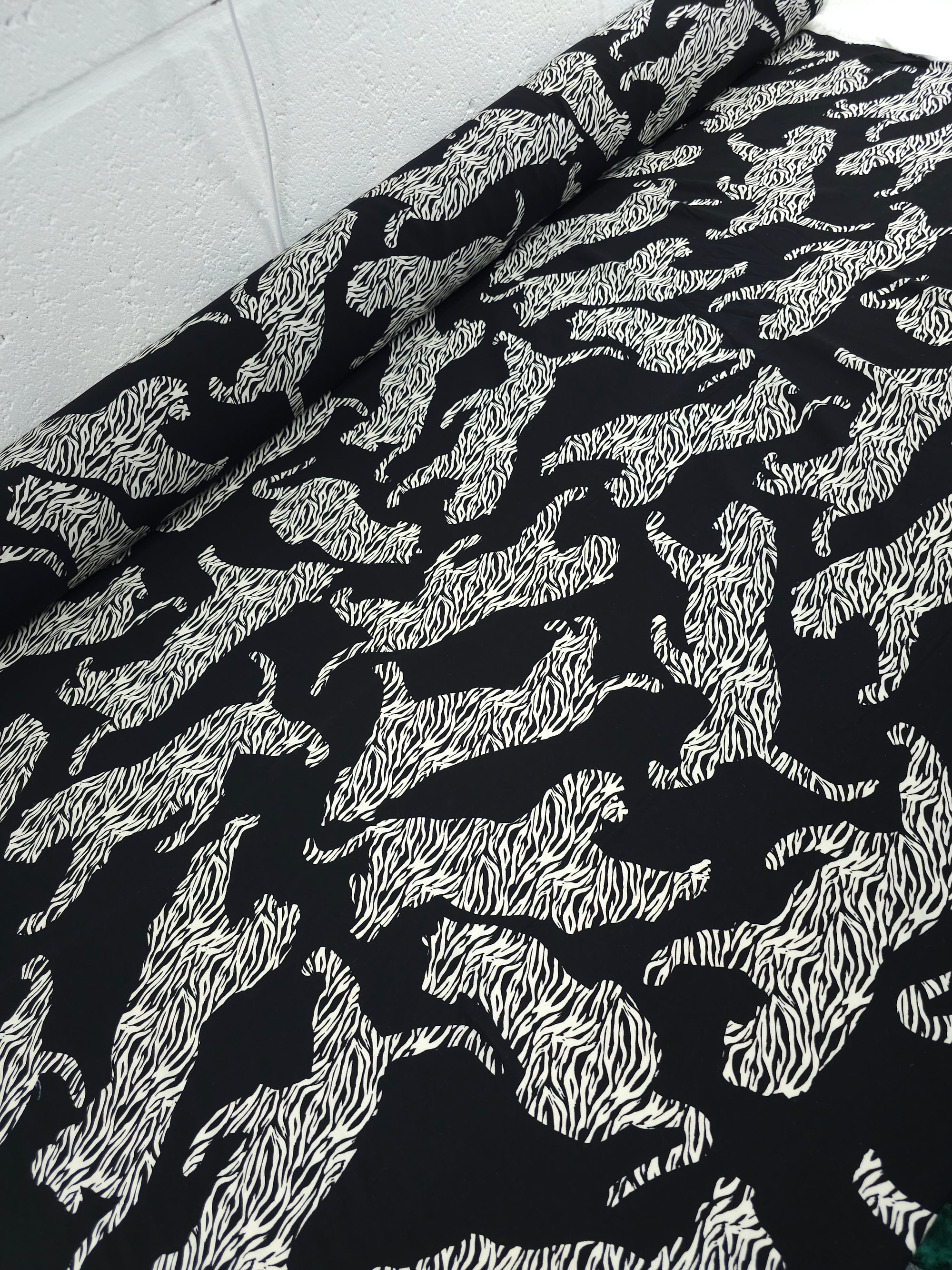 Black/Off-White Abstract Leopard Viscose Challis
