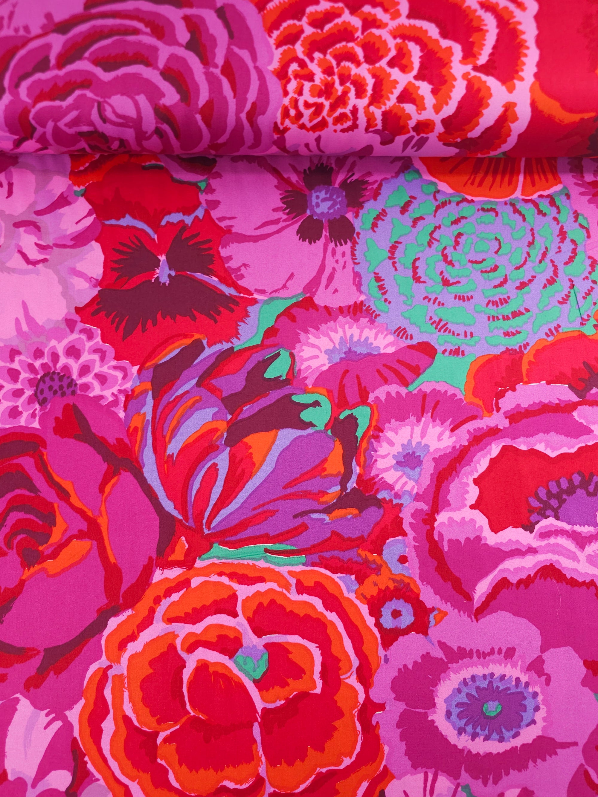 Magenta Bekah Floral Cotton Sateen 108" - Kaffe Fassett *EXTRA WIDE*