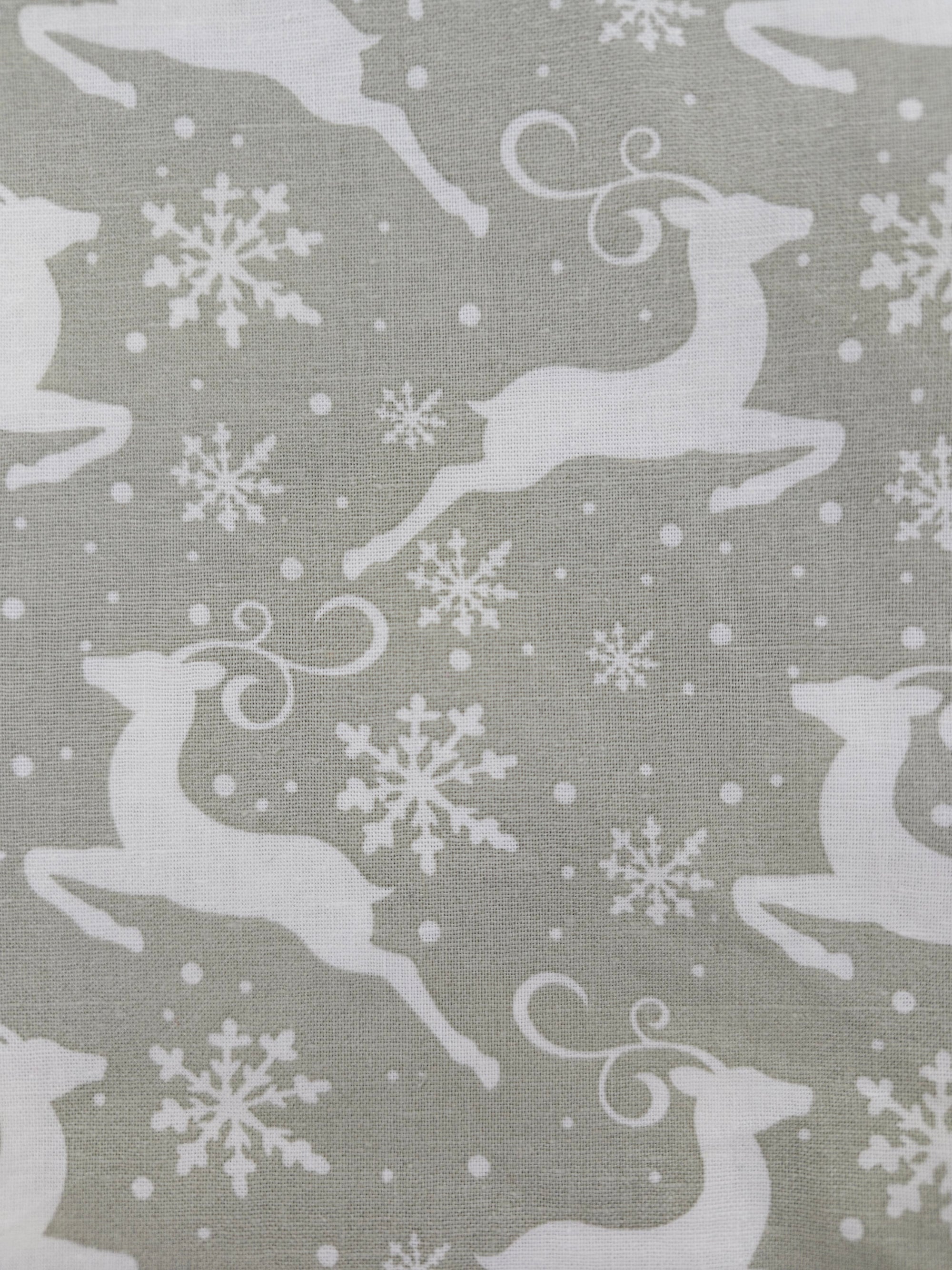Grey beige reindeer Cotton- 2.5m piece