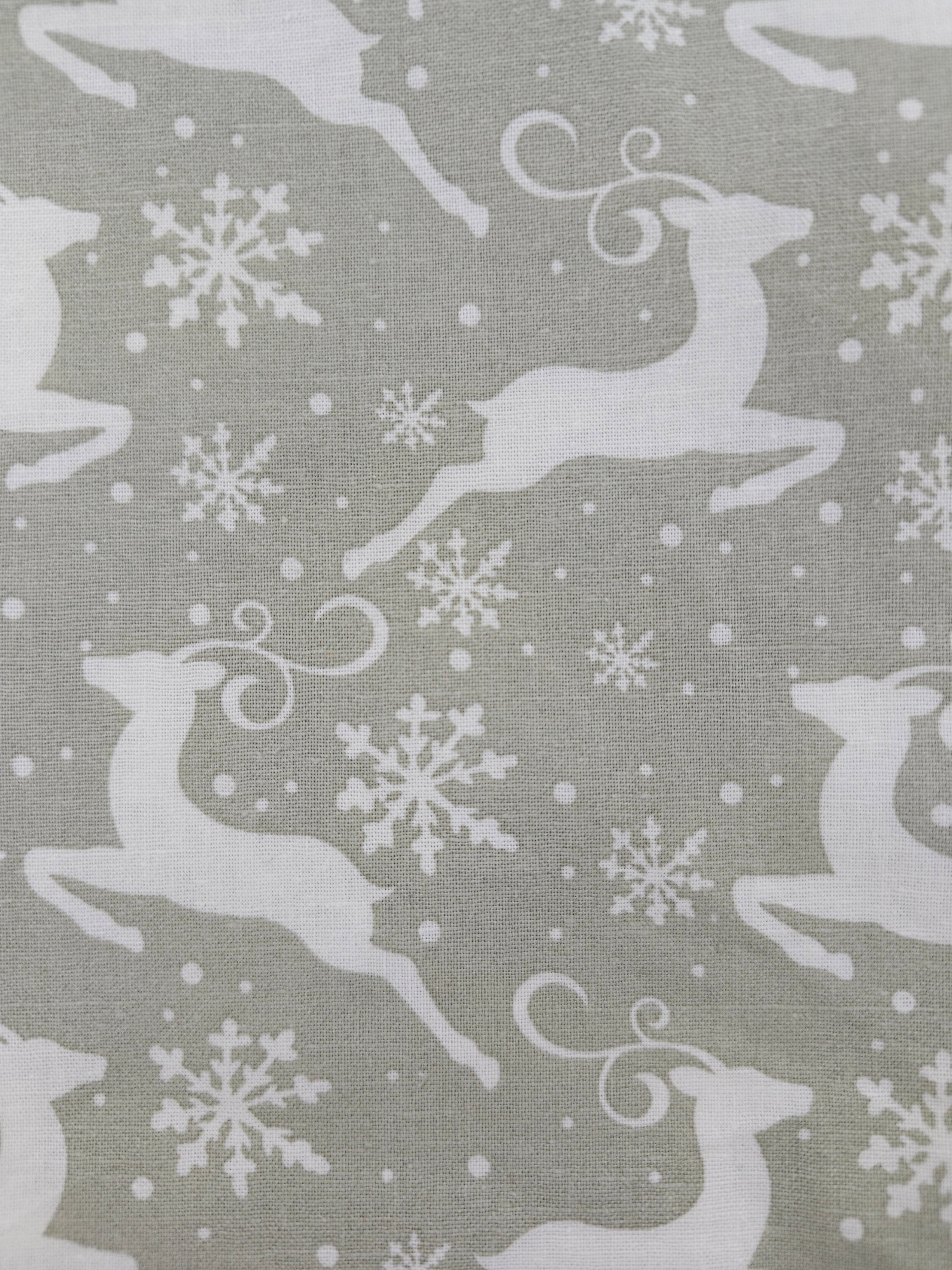 Grey beige reindeer Cotton- 2.5m piece