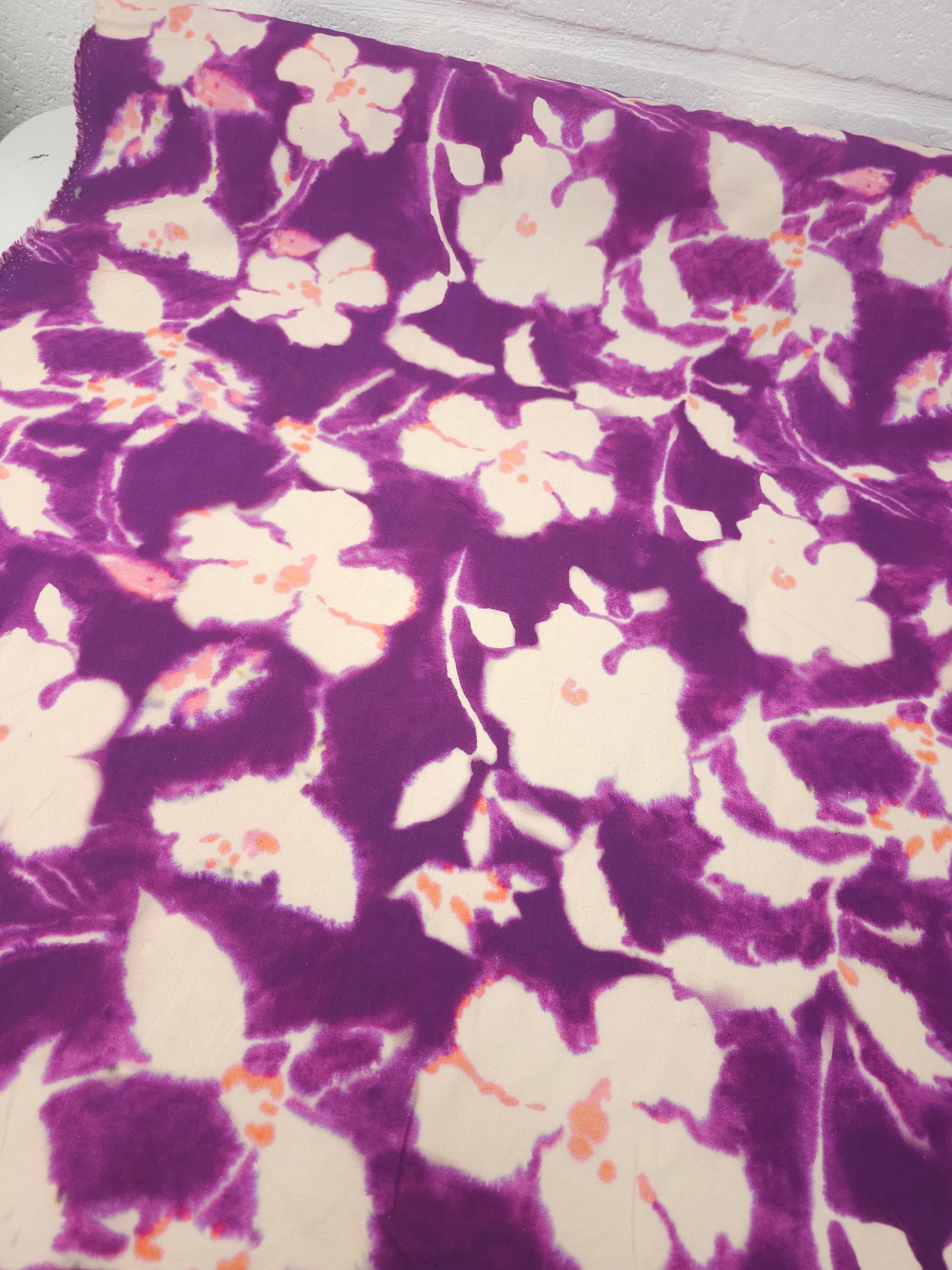 Purple/Cream Blur Flower Cotton