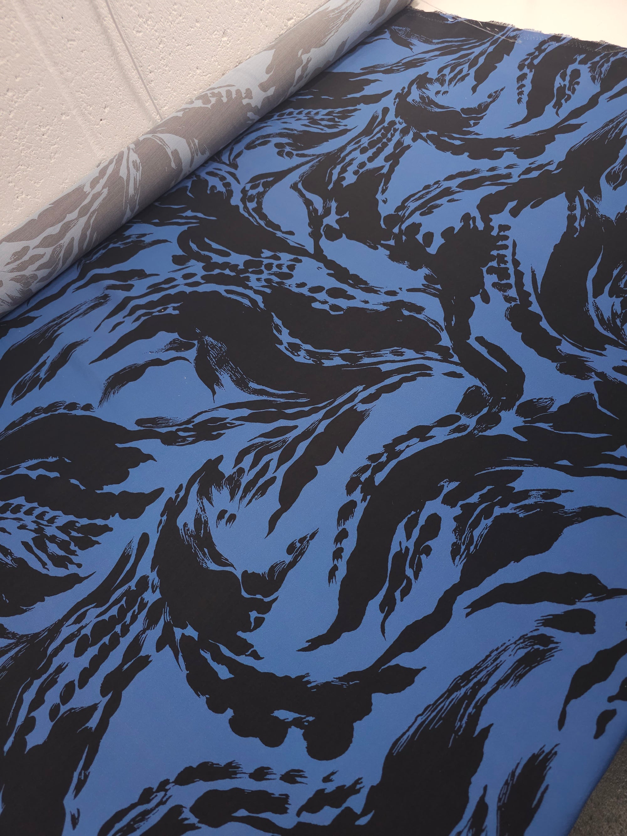 Hale Blue Abstract Wave Splash Viscose