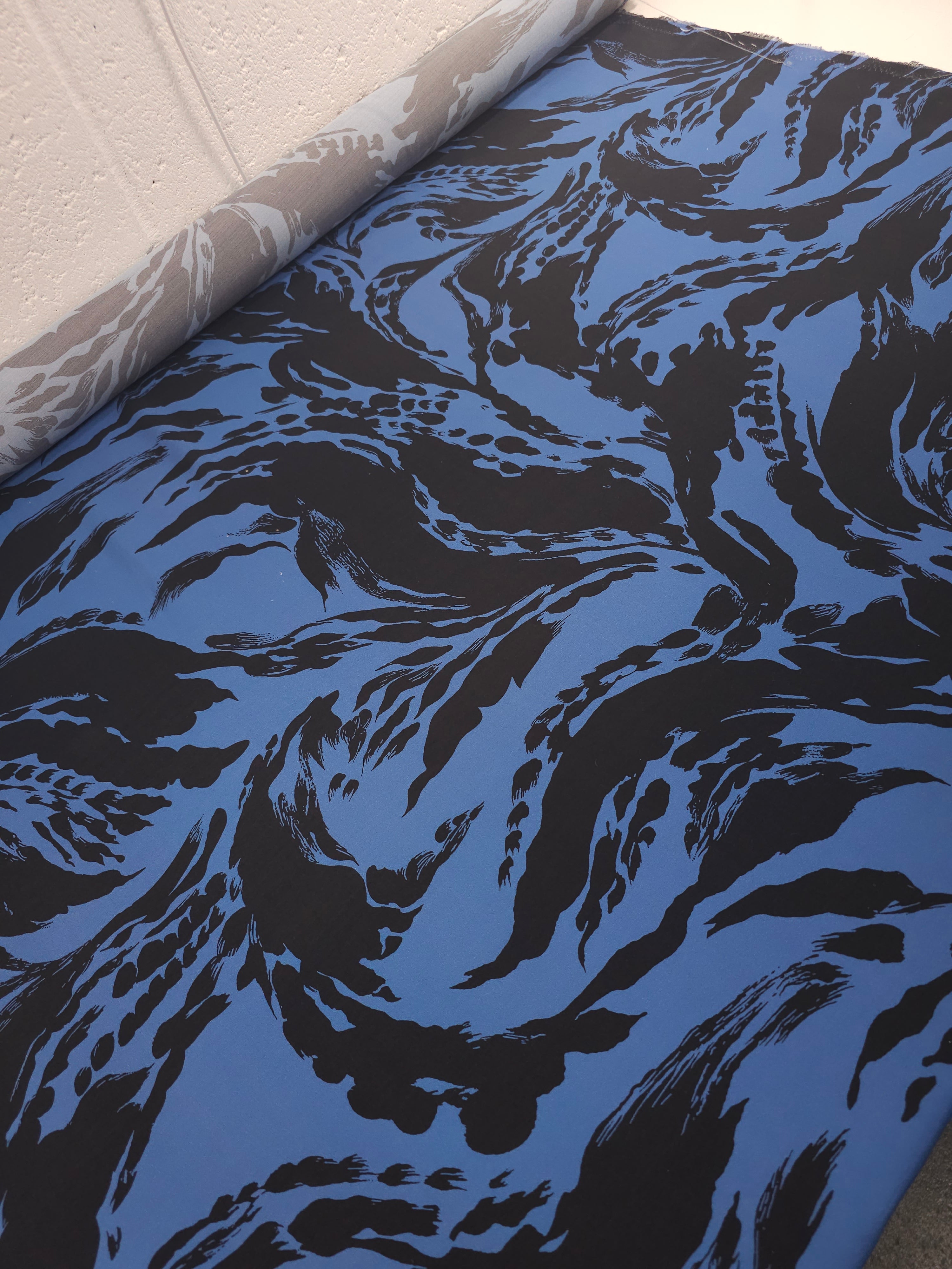 Hale Blue Abstract Wave Splash Viscose