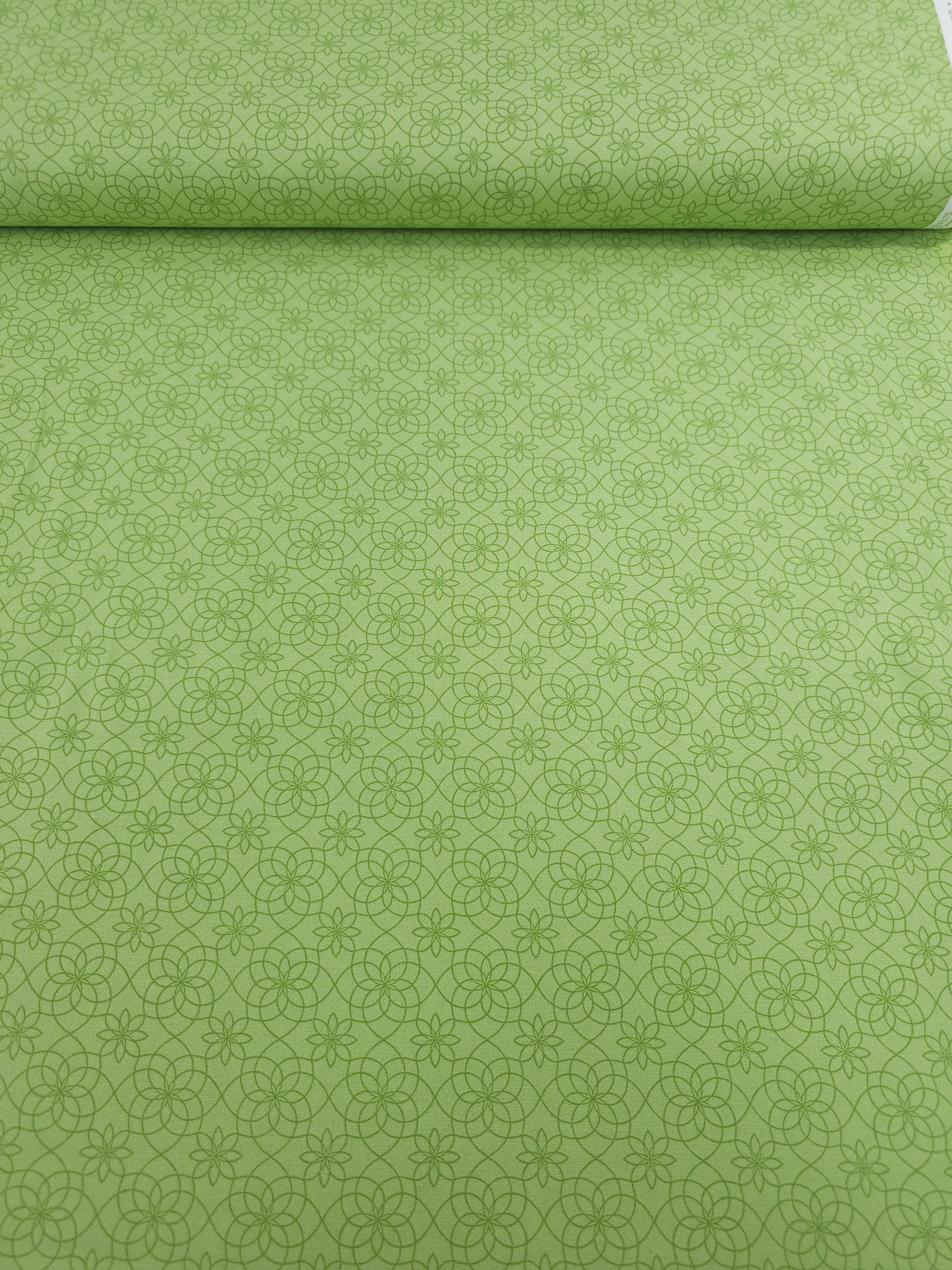 Pale Lime Gate Floral 100% Cotton - Benartex