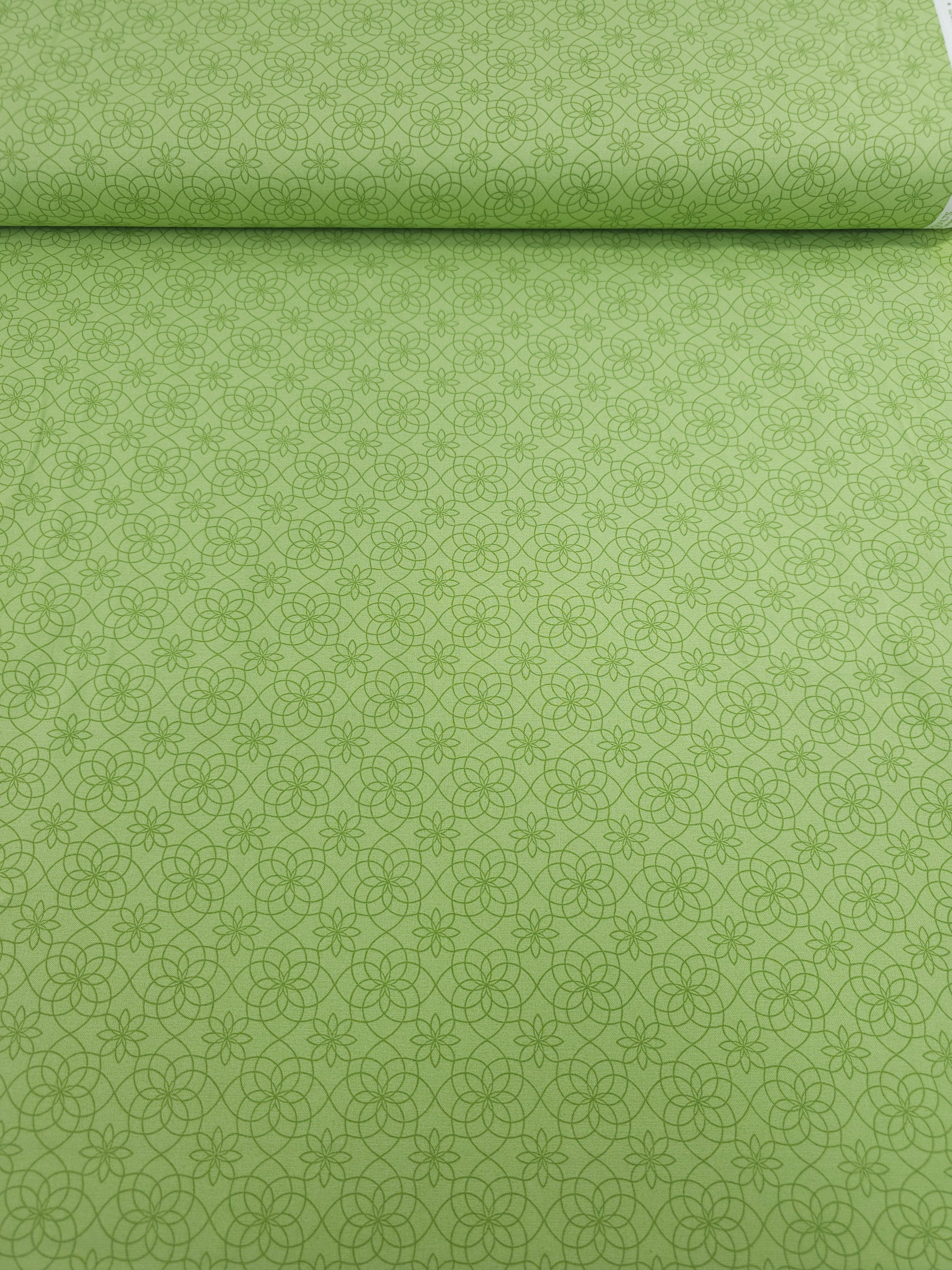 Pale Lime Gate Floral 100% Cotton - Benartex
