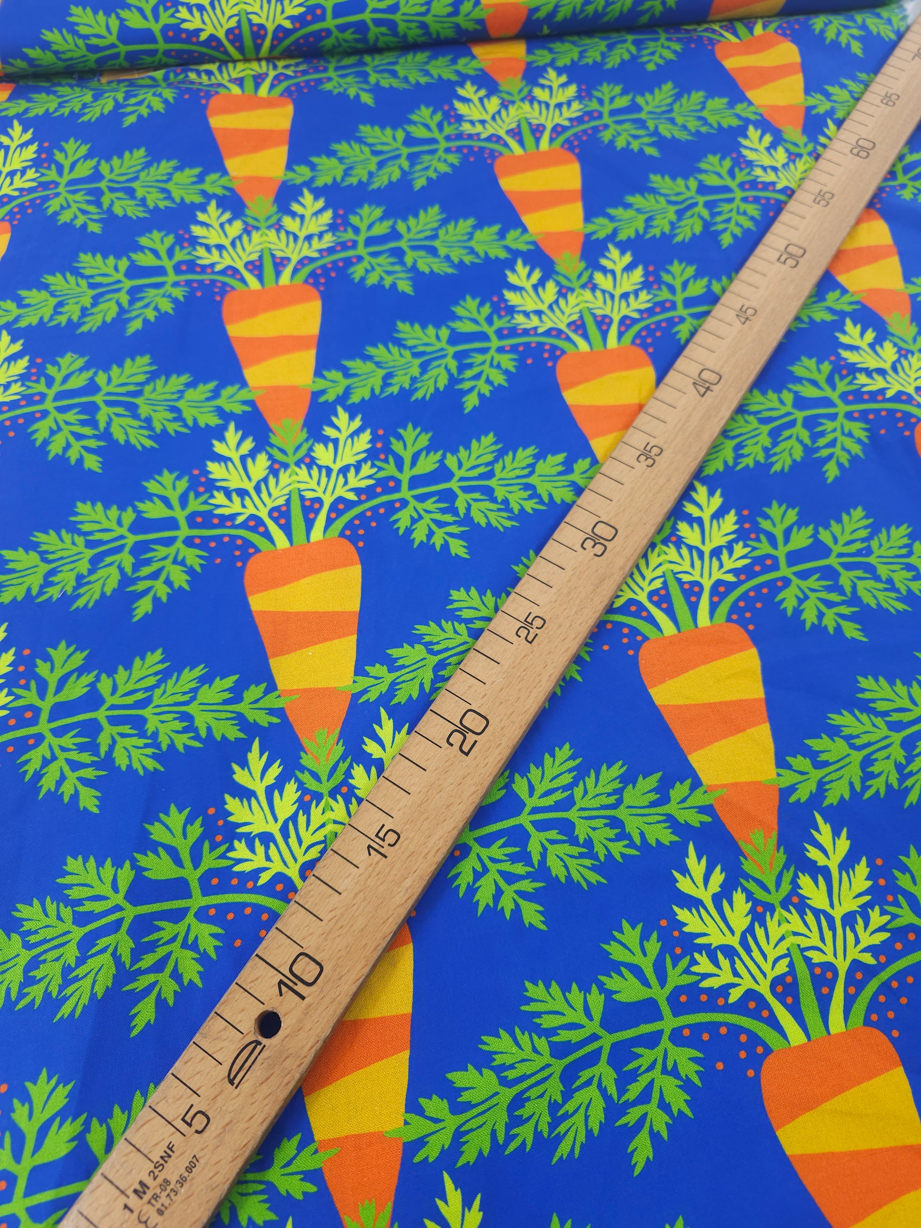 Blue Novelty Carrots 100% Cotton - Free Spirit
