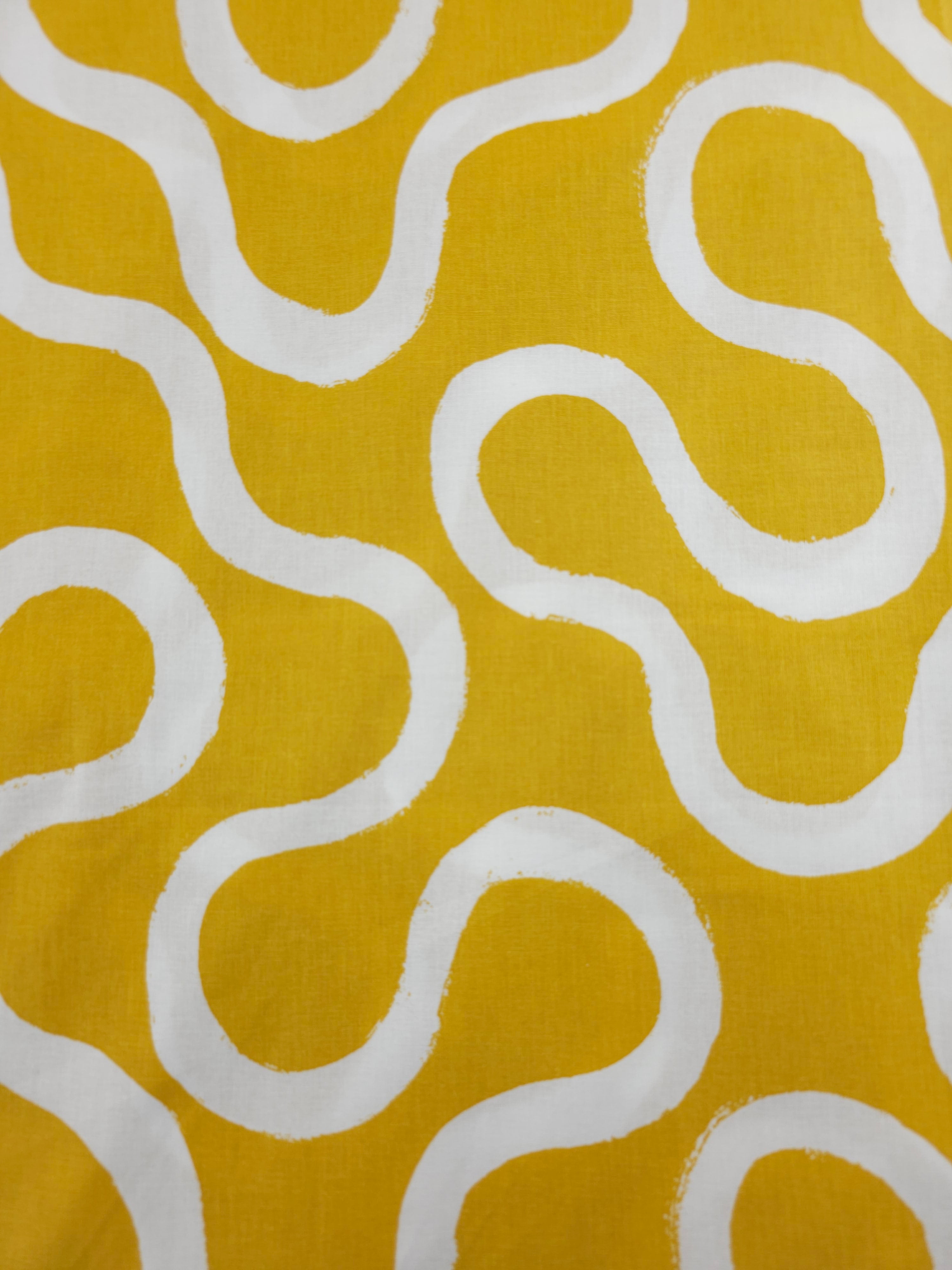 Mustard Yellow Swirly Lane 100% Cotton 106" *EXTRA WIDE* *DEFECT*