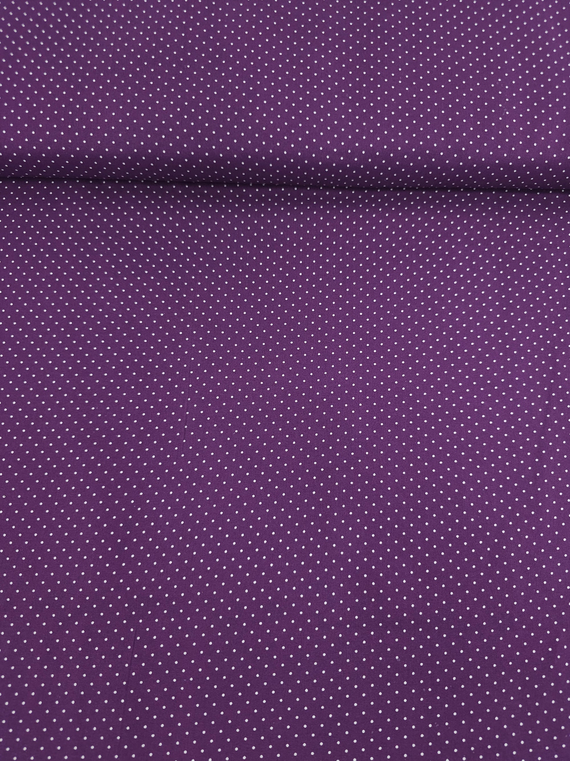 Deep Plum Micro Polka Dot 100% Cotton 57”