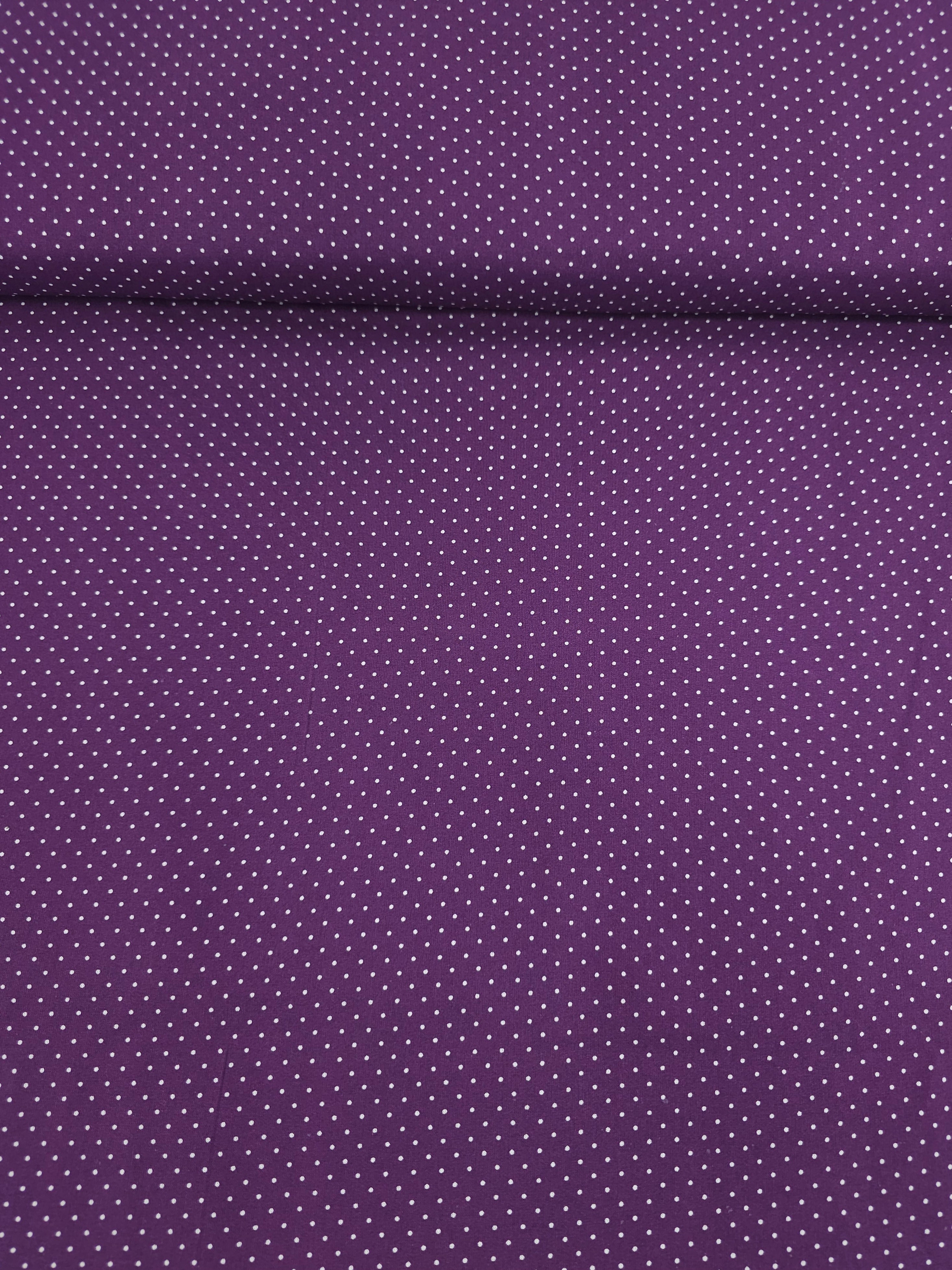 Deep Plum Micro Polka Dot 100% Cotton 57”