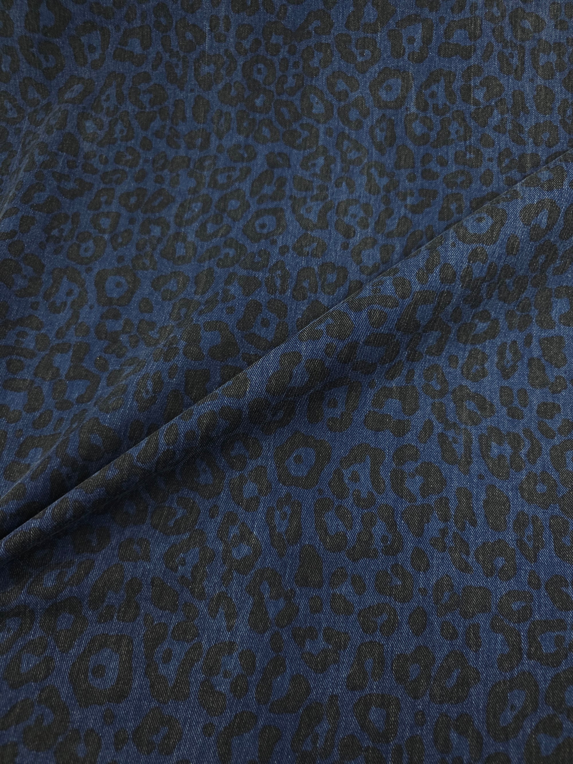 Blue Washed Leopard Dressmaking Denim