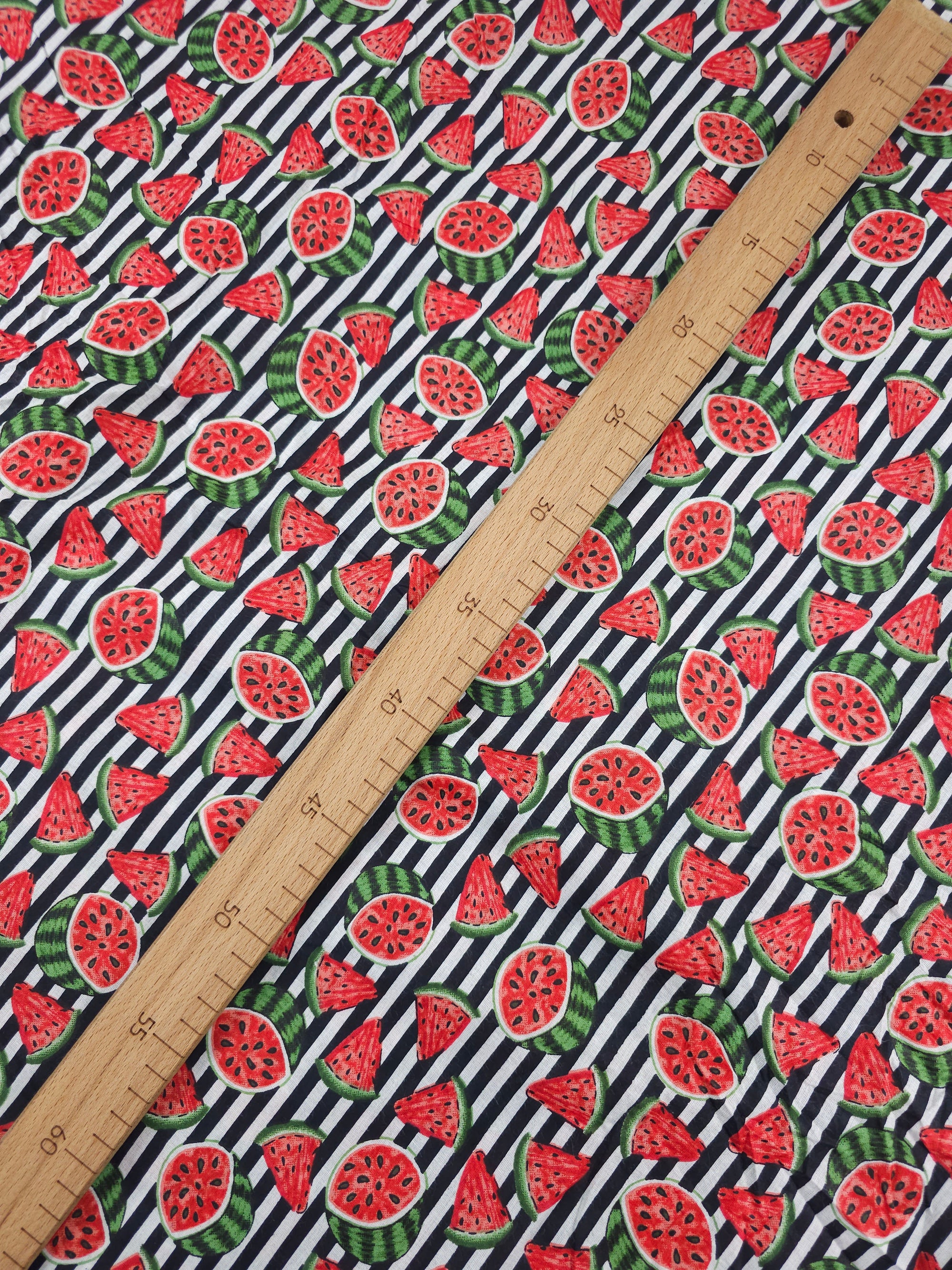 Black Watermelon Stripe Lightweight Cambric Cotton