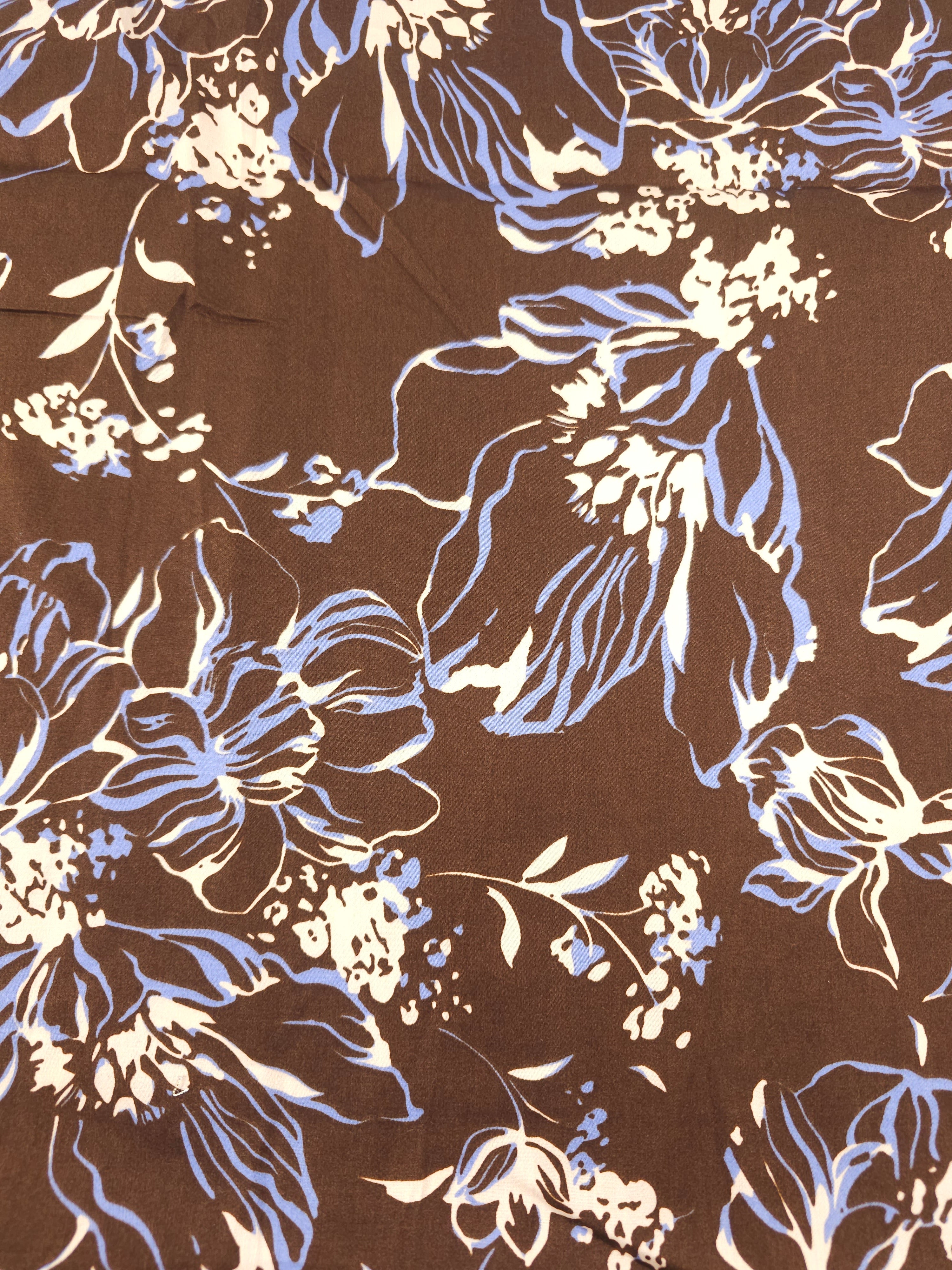 Brown violet floral Cotton sateen- 1m piece