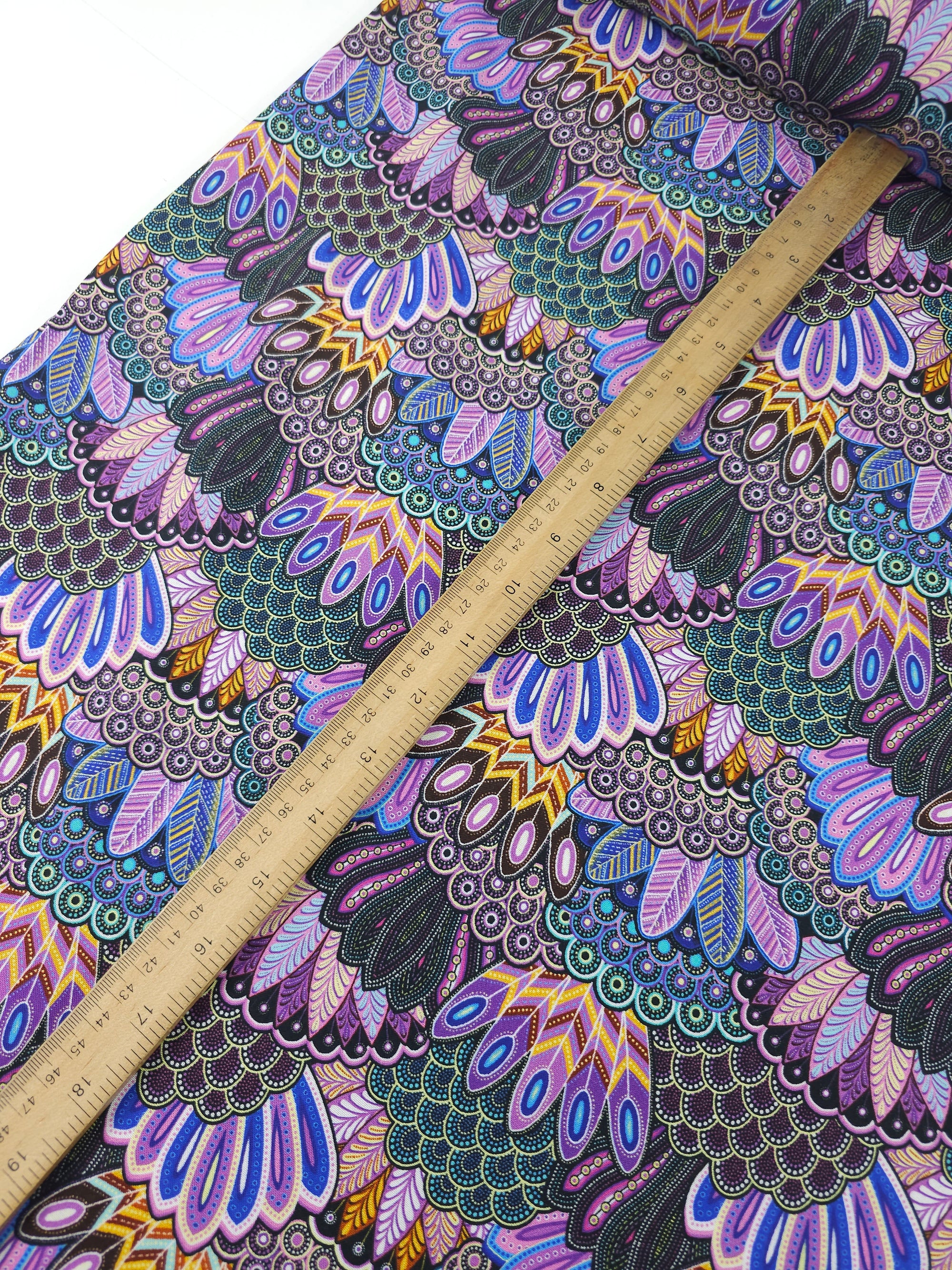 Purple Oasis Peacock Feathers 100% Cotton