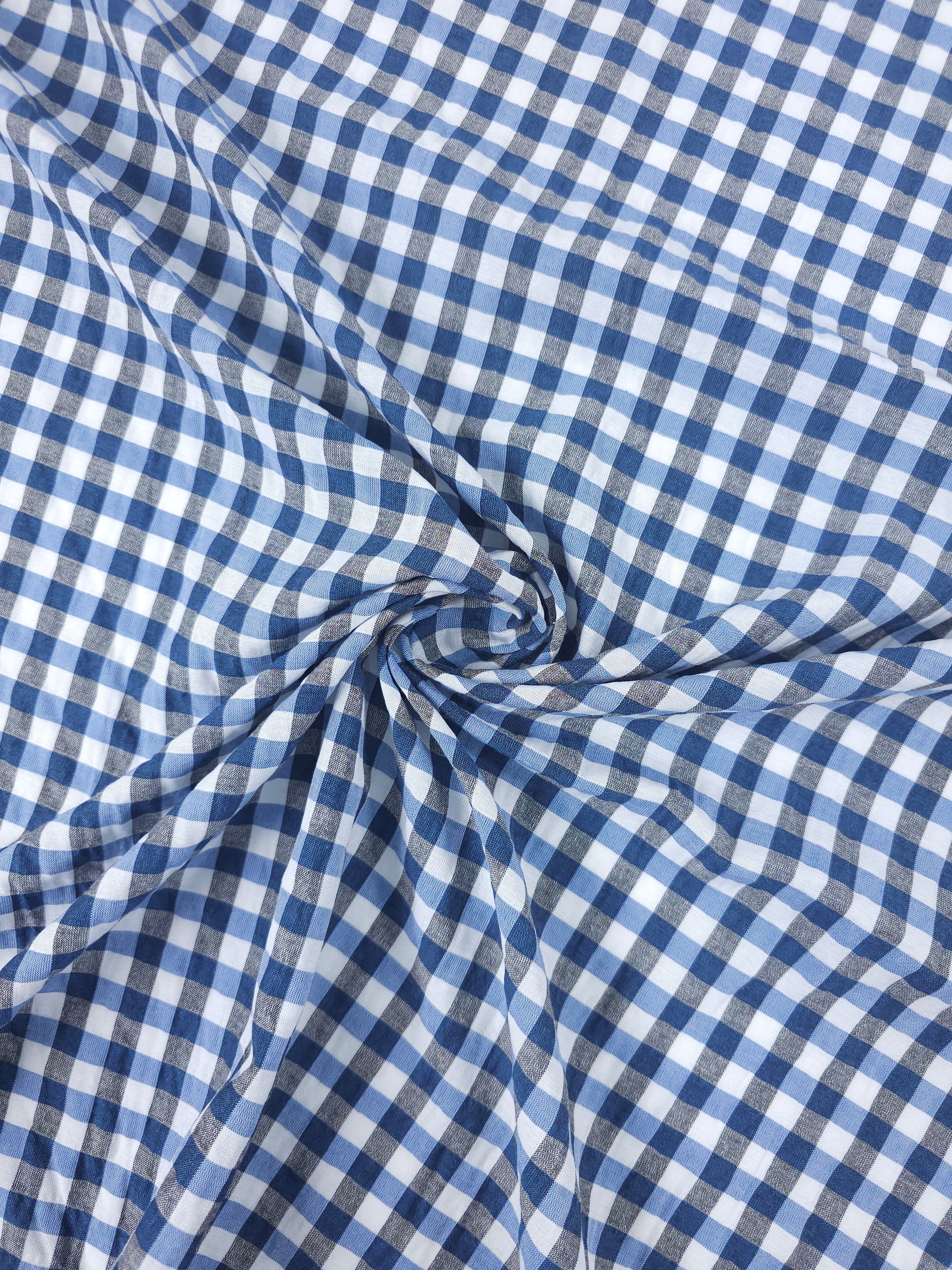 Hale Blue/Grey Small Gingham Cotton Poly