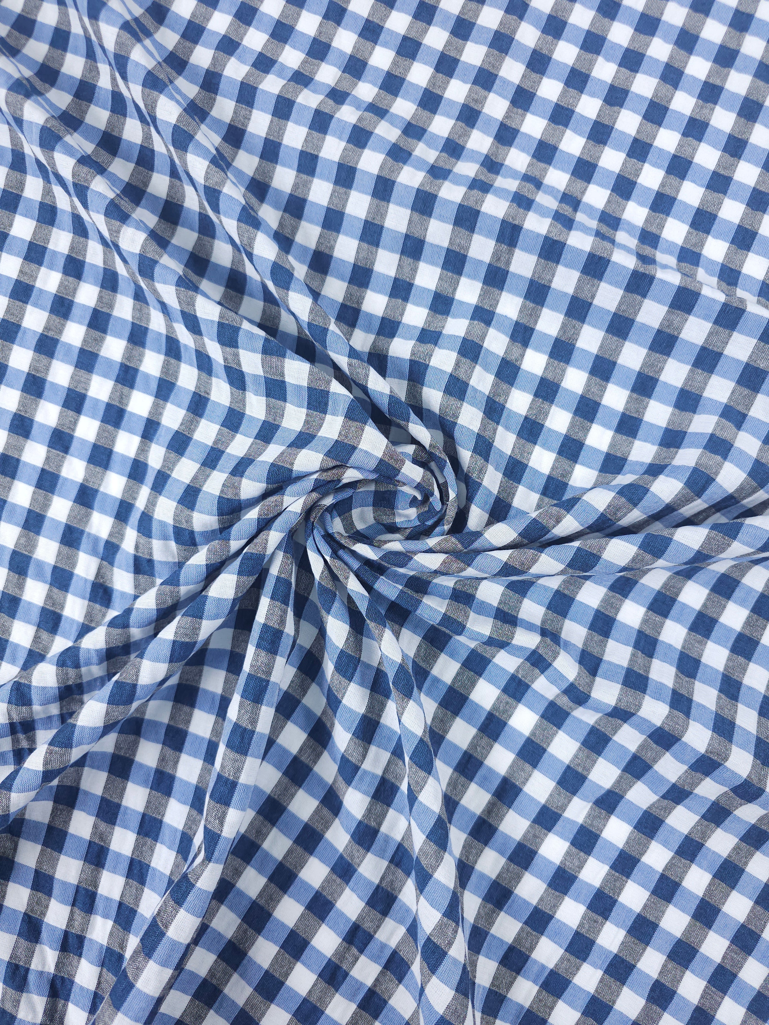 Hale Blue/Grey Small Gingham Cotton Poly