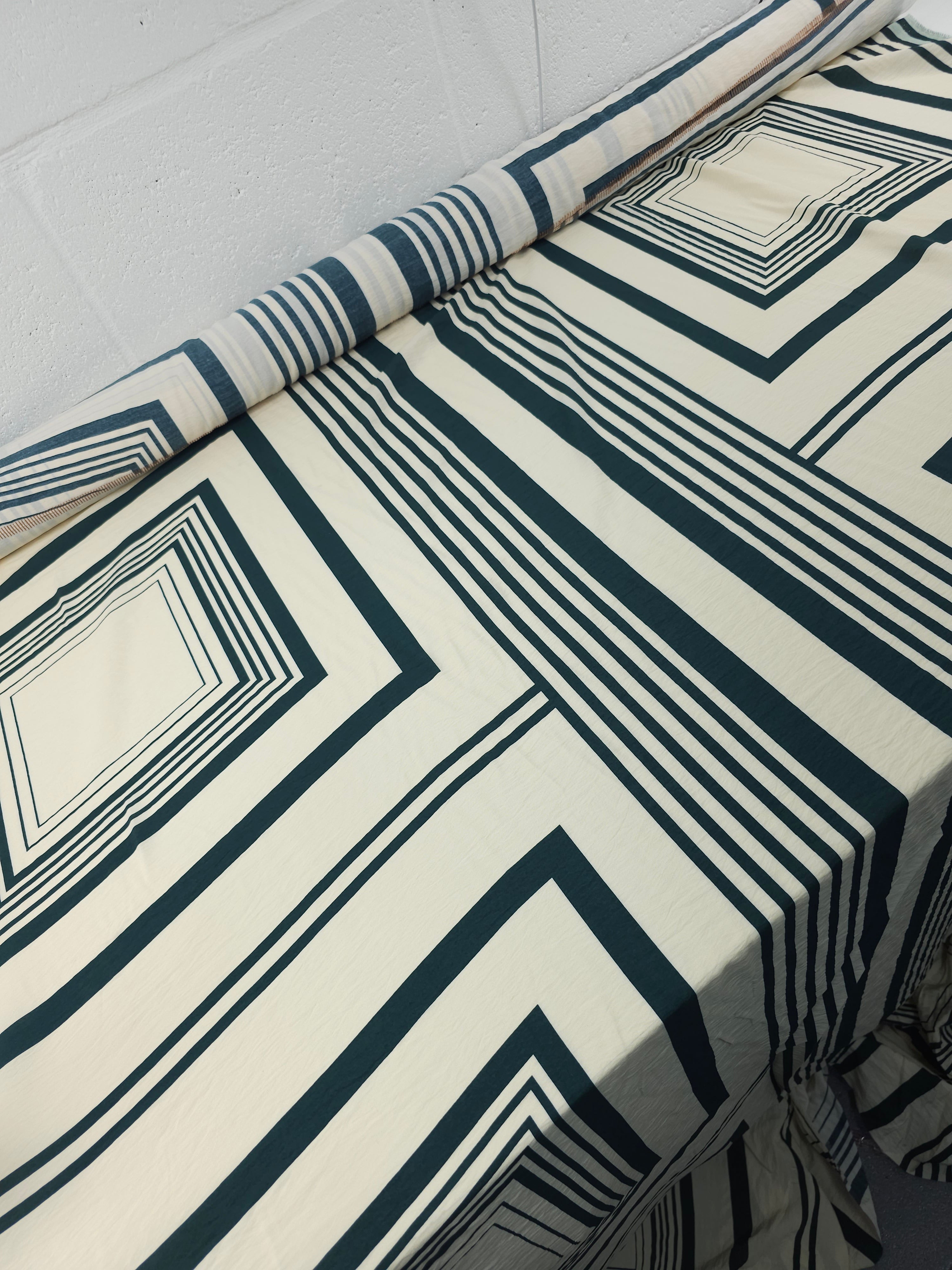 Cream/Petrol Teal Twin Square Geometric Modal
