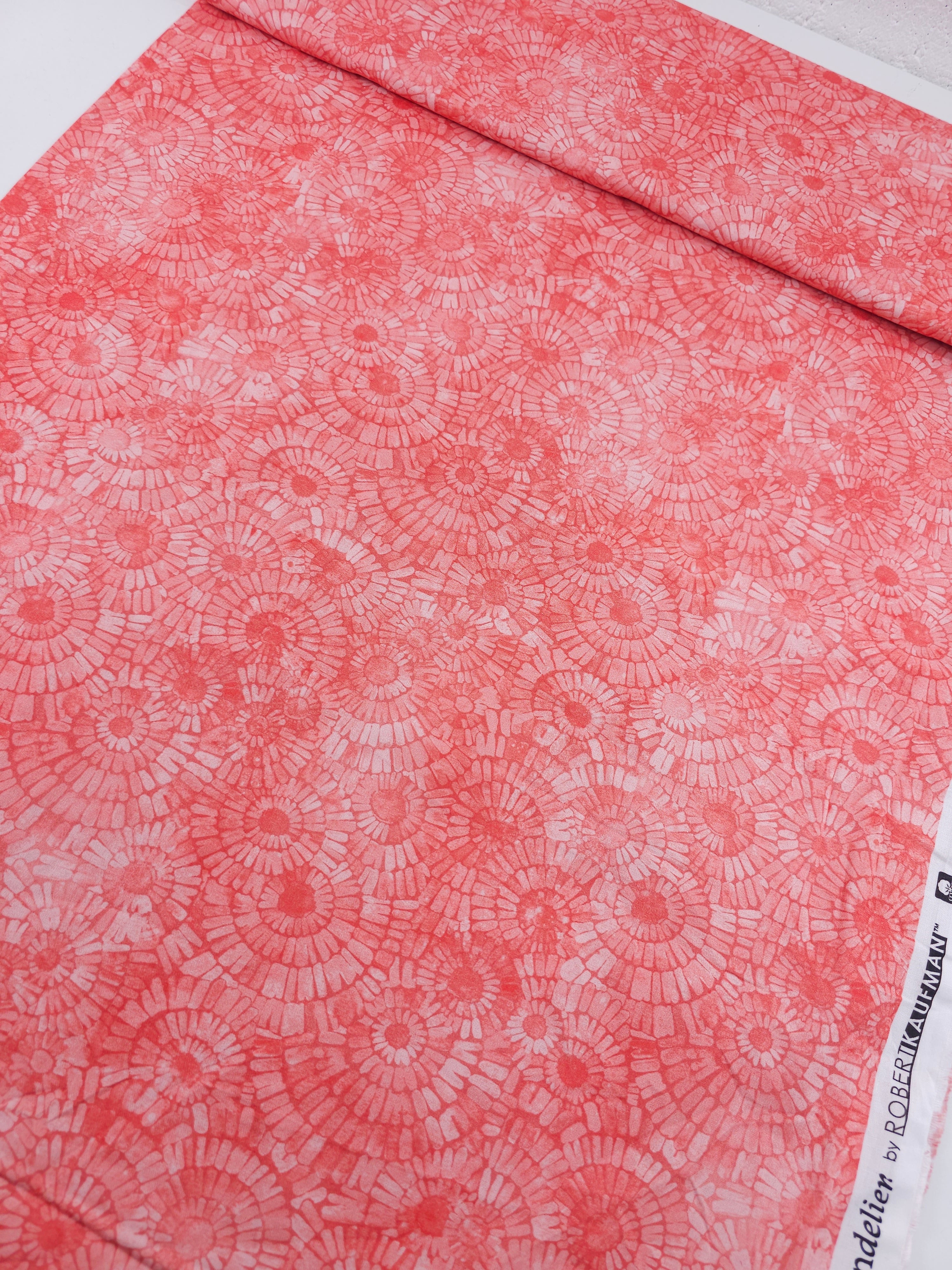 Coral Mosaic Tile Swirl 100% Cotton - Robert Kaufman