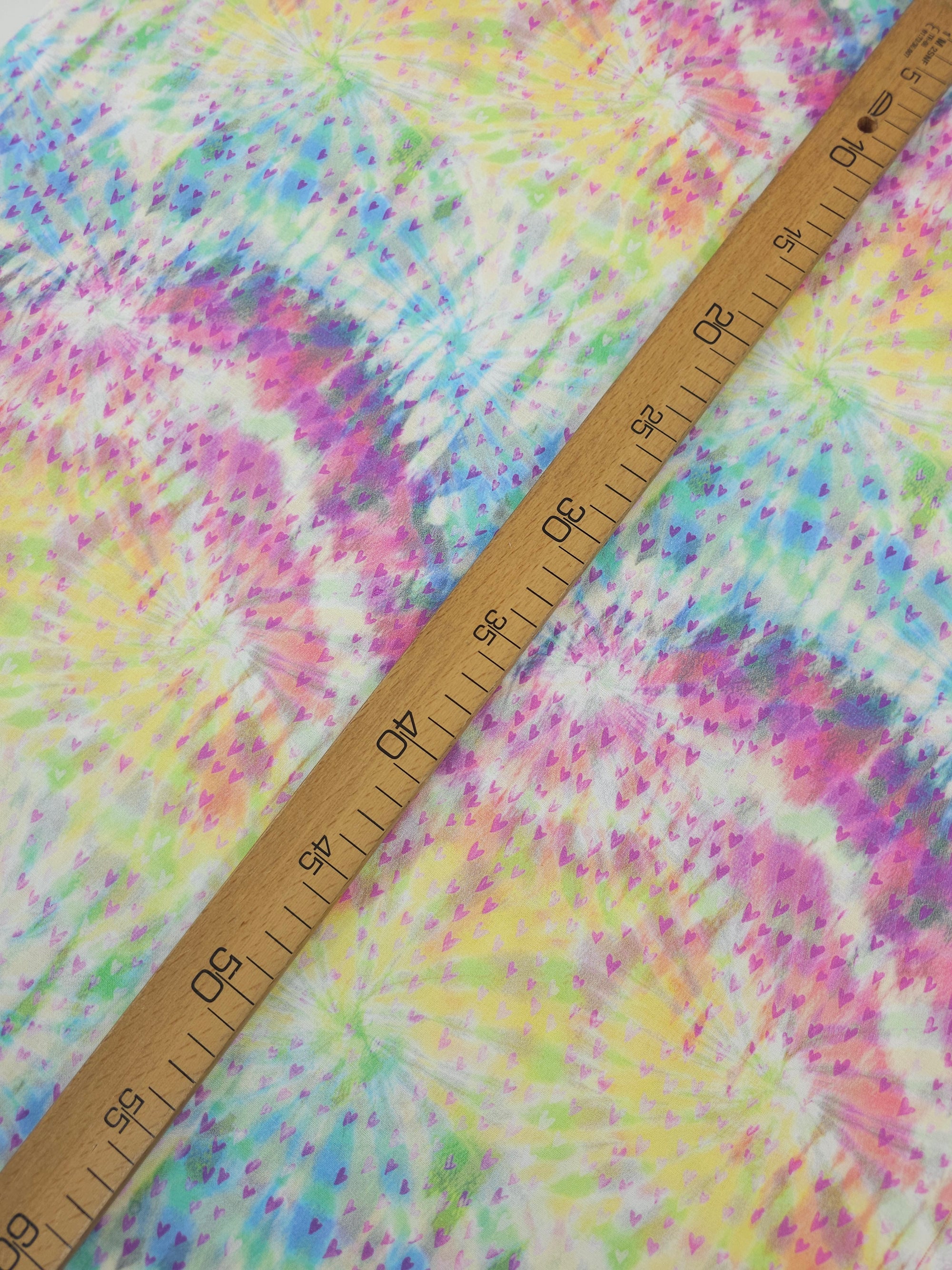 Pastel Tie-Dye Hearts 100% Cotton