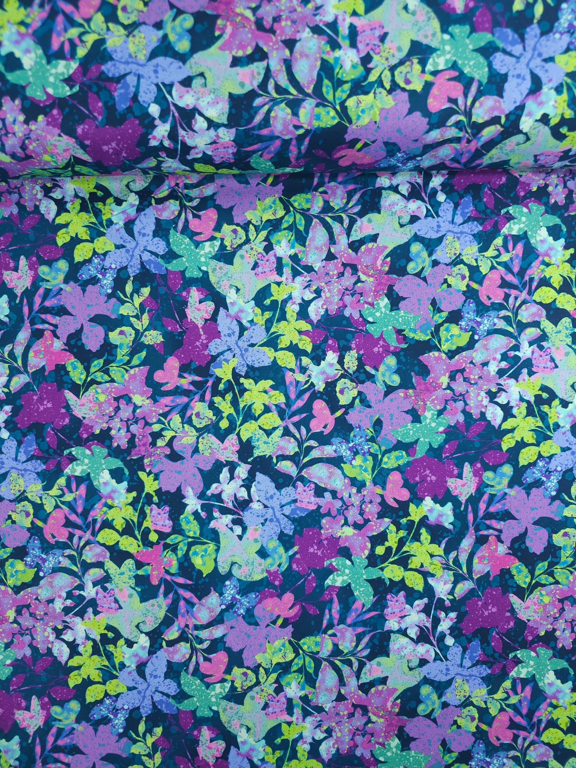 Purple Floral Butterfly 100% Cotton 108" - Robert Kaufman *EXTRA WIDE*