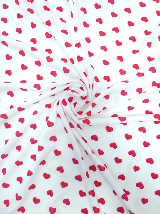 White/Red Heart Viscose Jersey