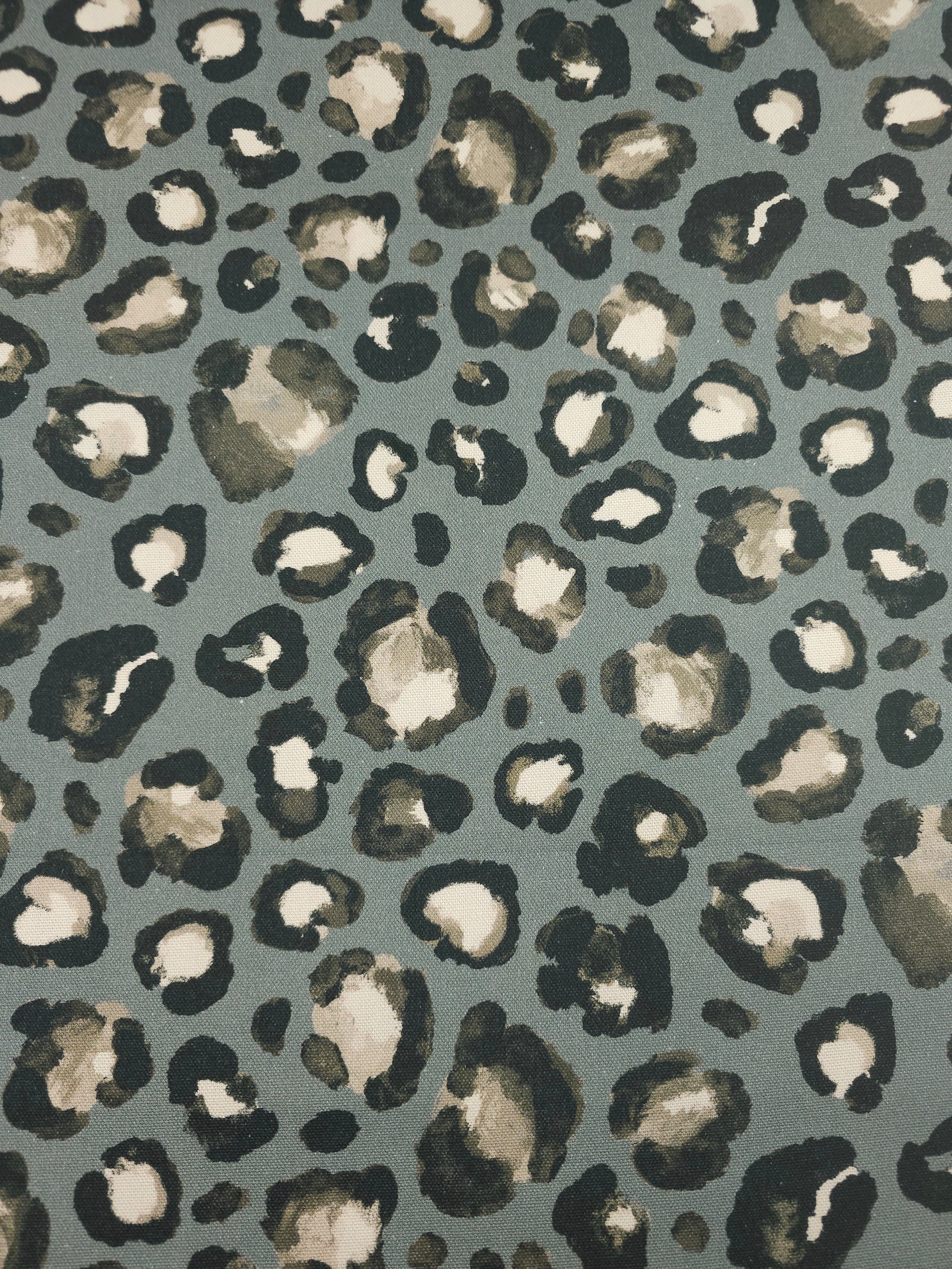 Duck Egg Leopard Lightweight Canvas Cotton