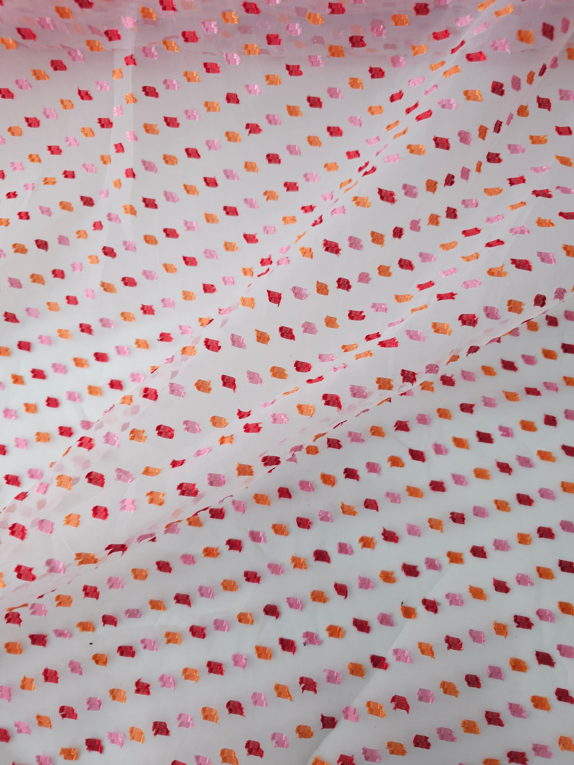 Pink/Orange Dobby Organza