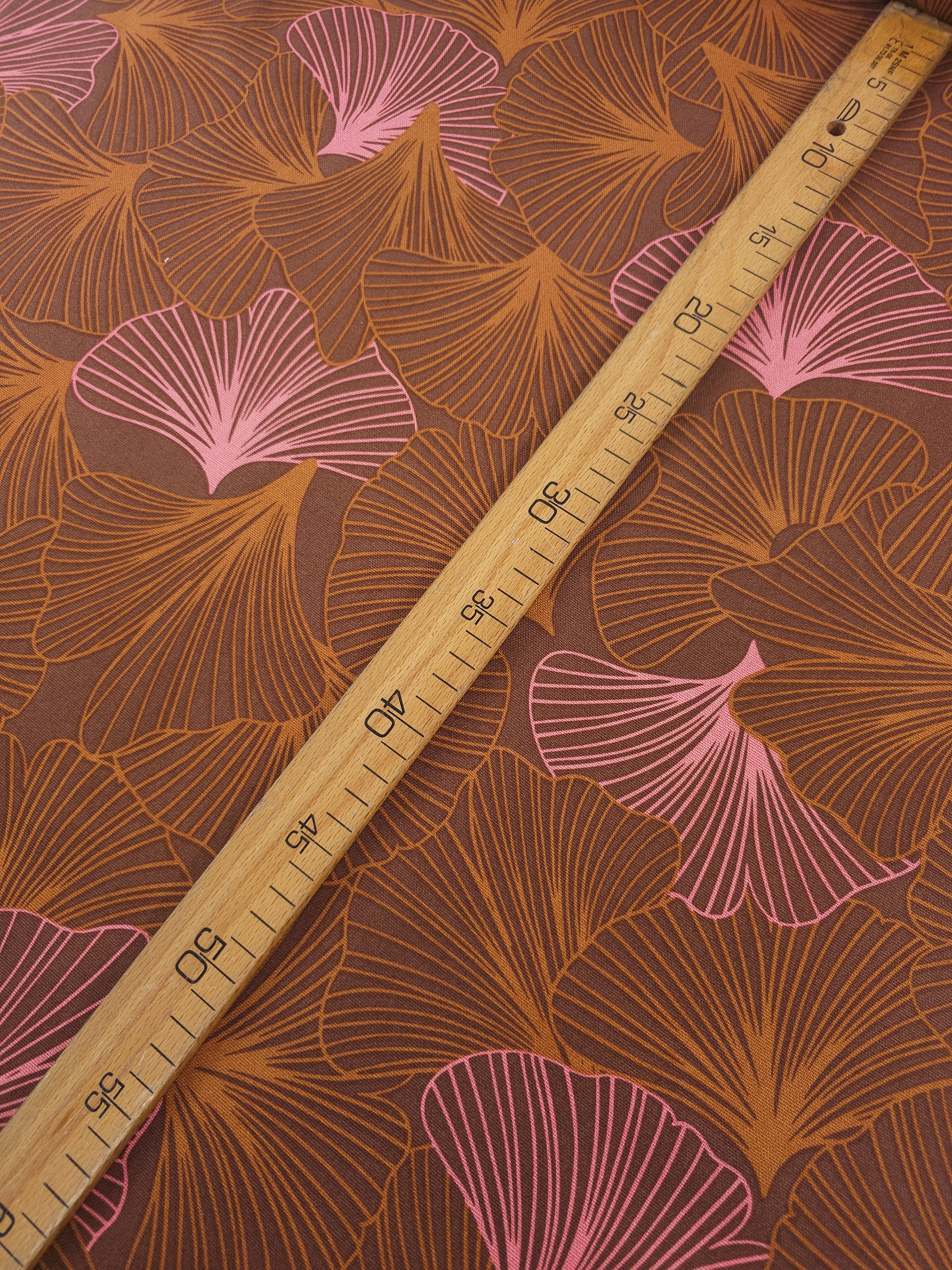 Copper/Pink Flutter Leaf Canvas Cotton