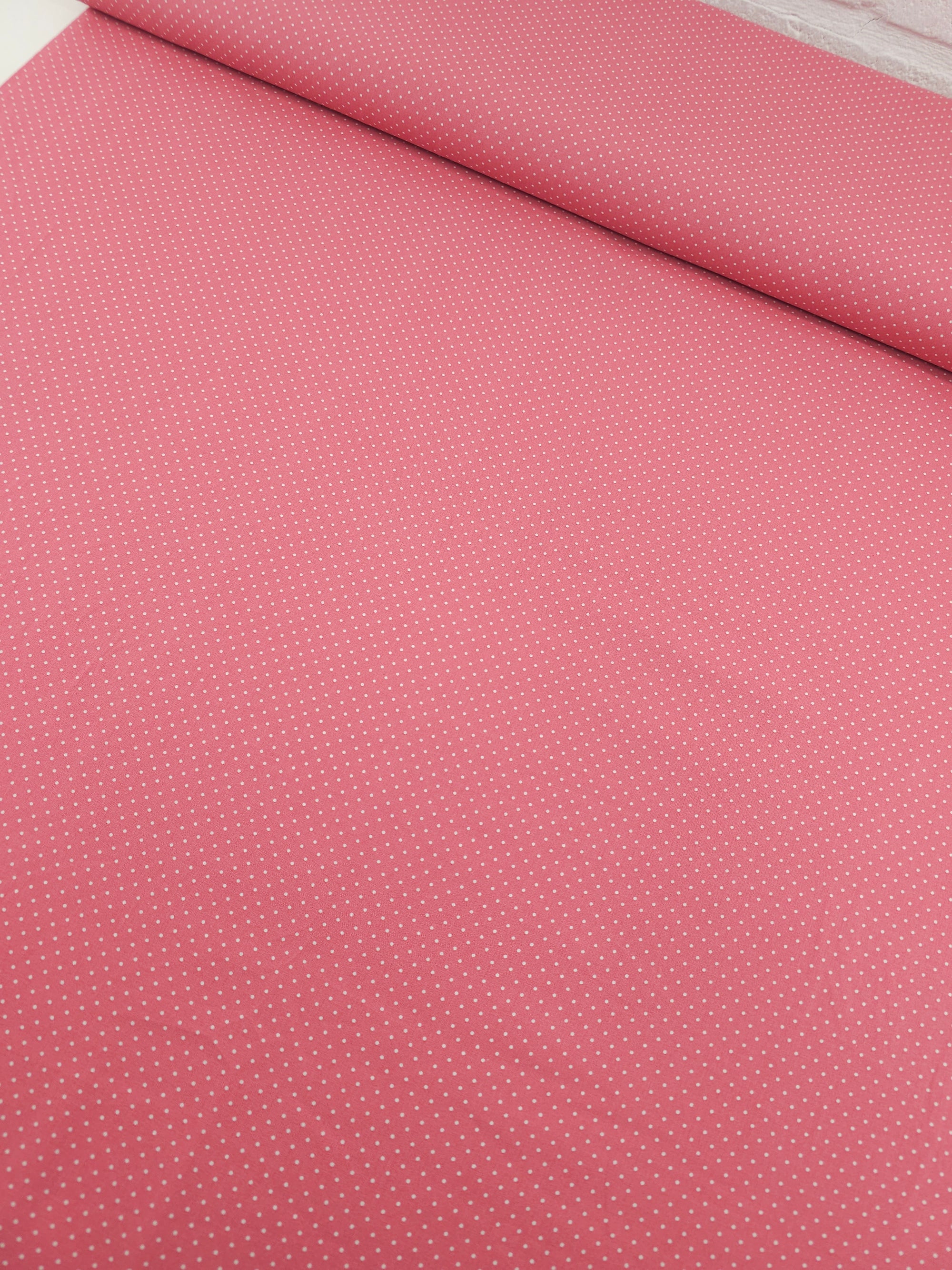 Candy Pink Micro Polka Dot 100% Cotton 60"