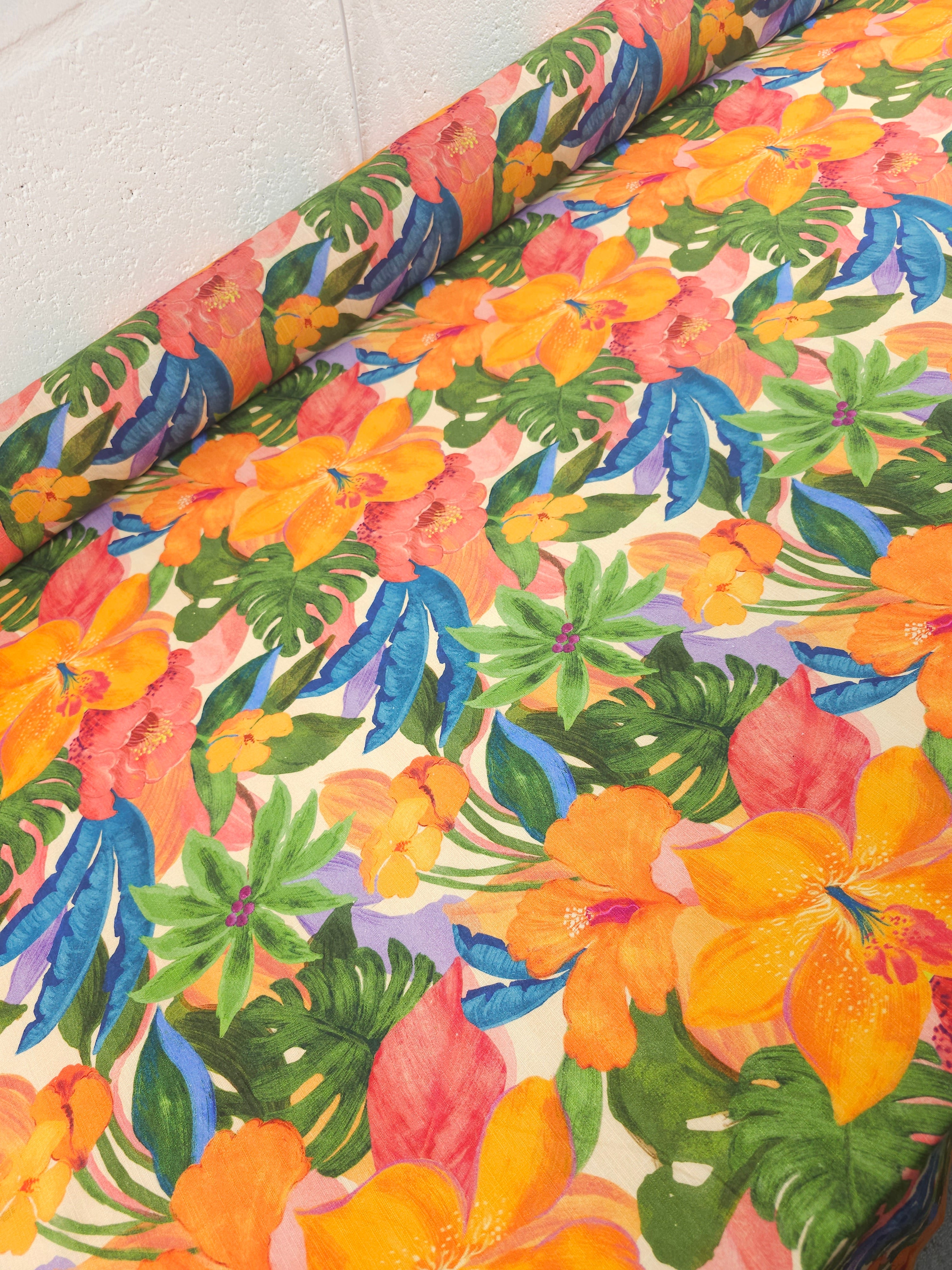 Exotic Floral Cotton Linen