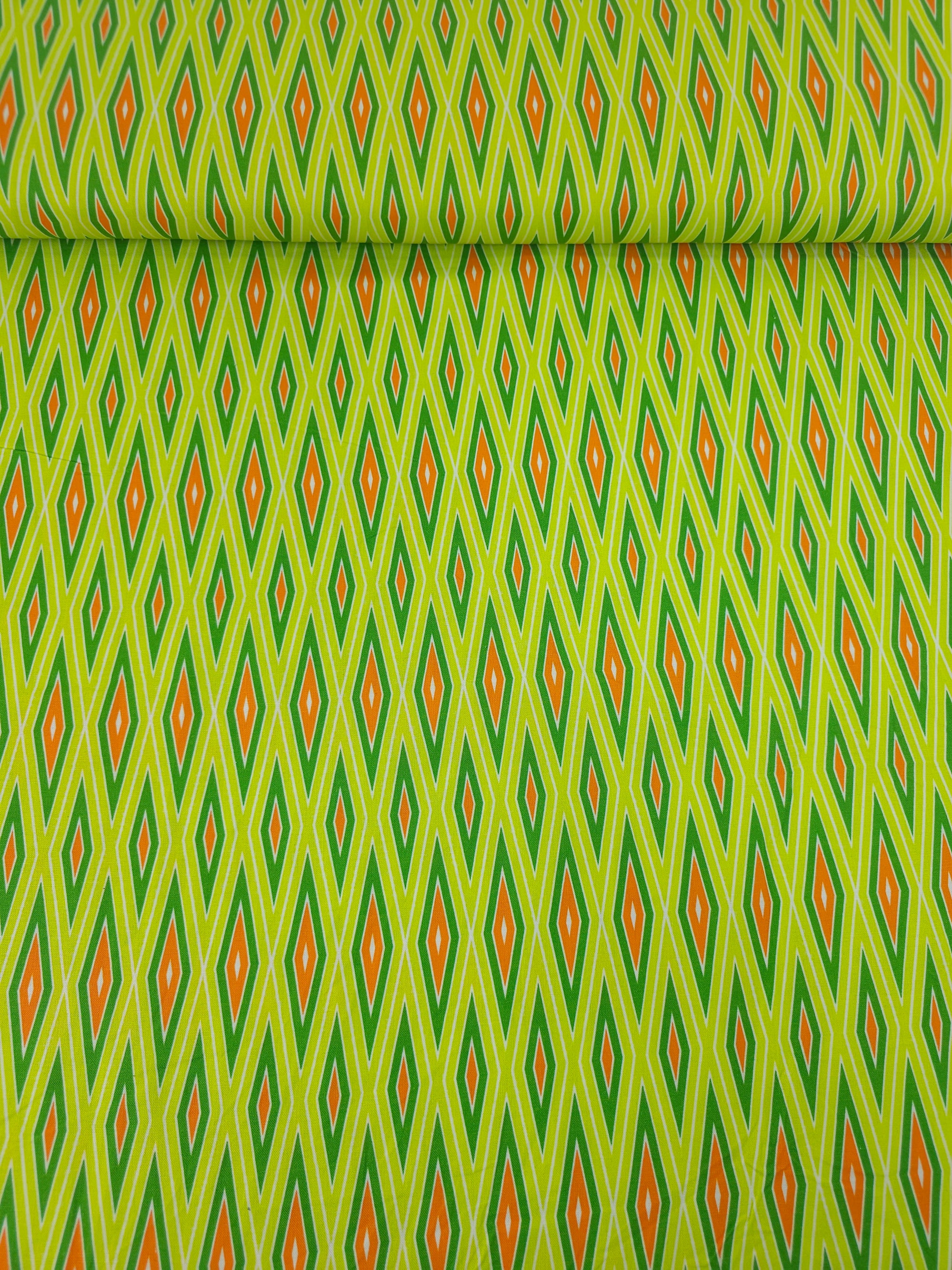 Lime/Orange Abstract Vector 100% Cotton - Free Spirit