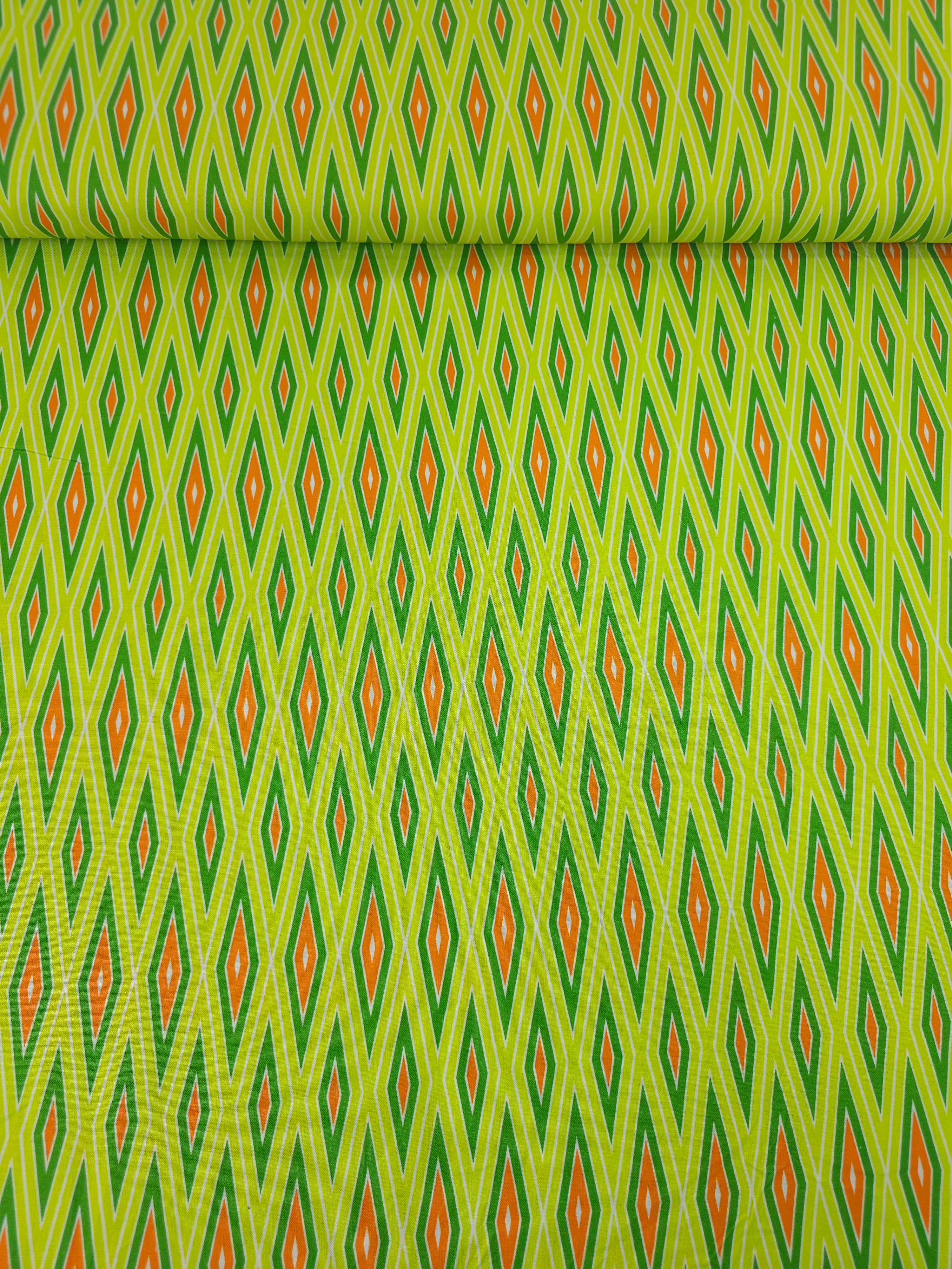 Lime/Orange Abstract Vector 100% Cotton - Free Spirit