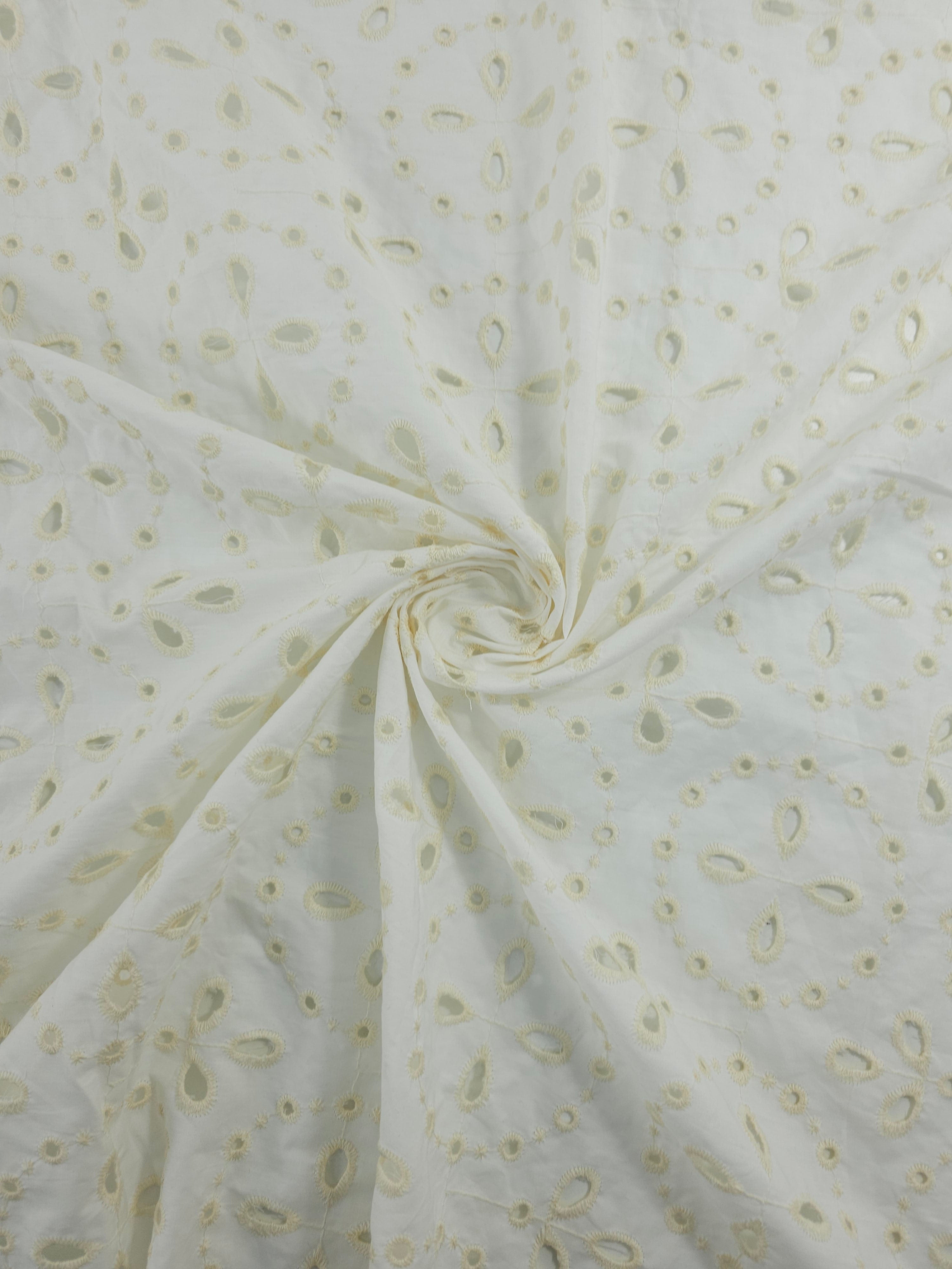 White/Cream Spiro Petal Cambric Cotton Broderie Anglaise