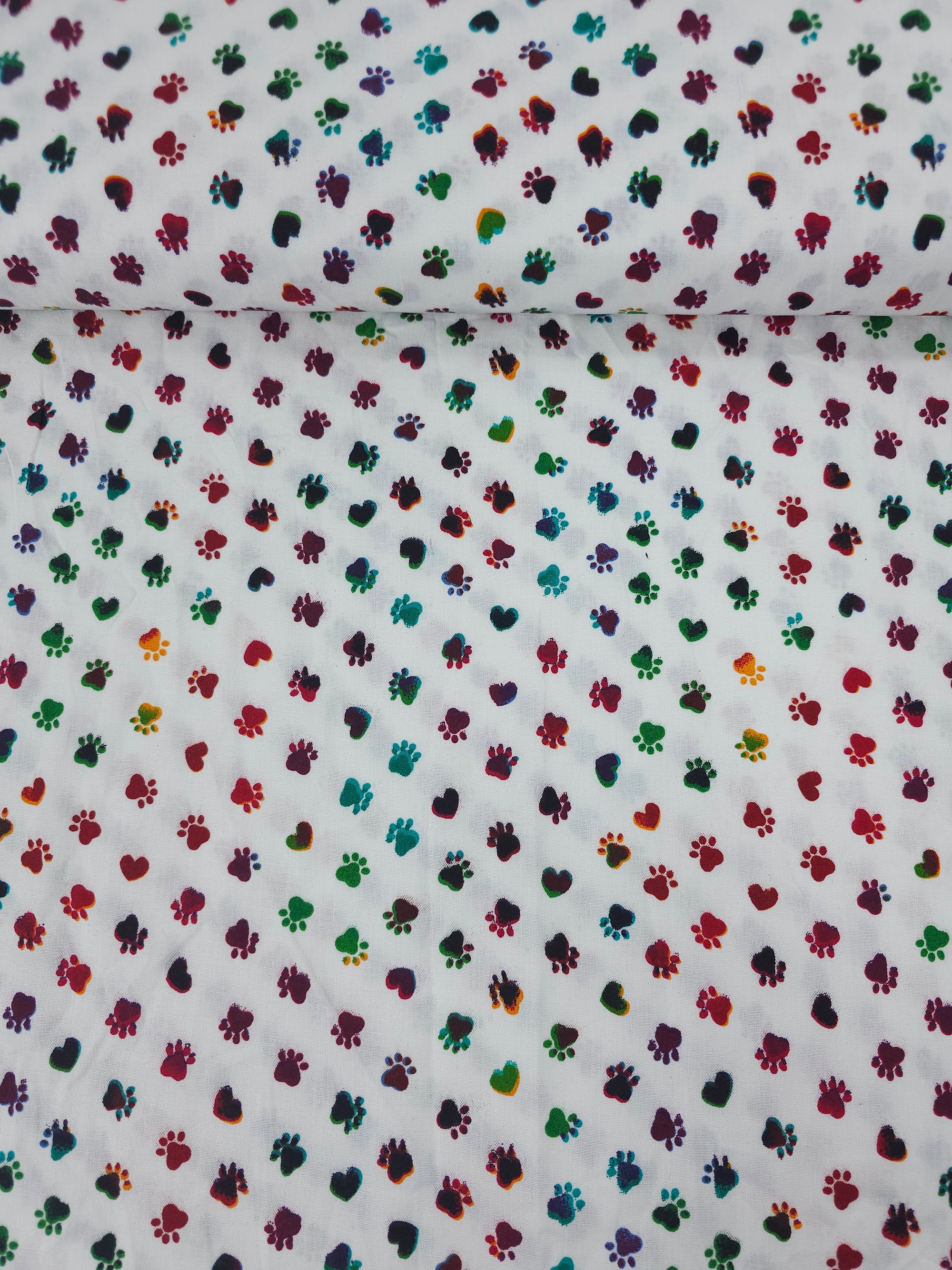 Multicolour Heart Paw 100% Cotton