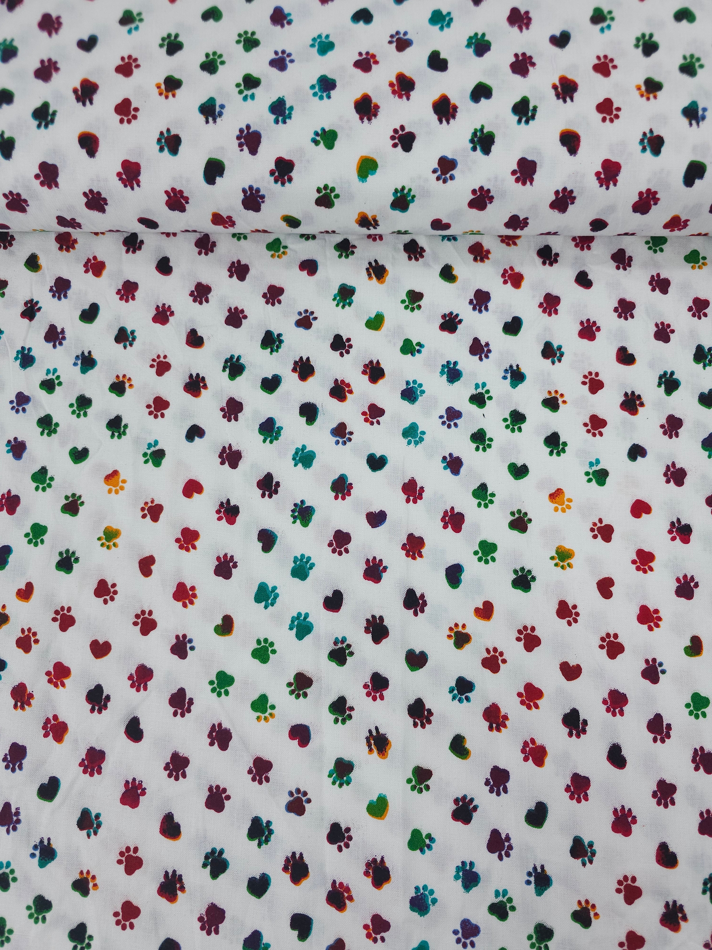 Multicolour Heart Paw 100% Cotton