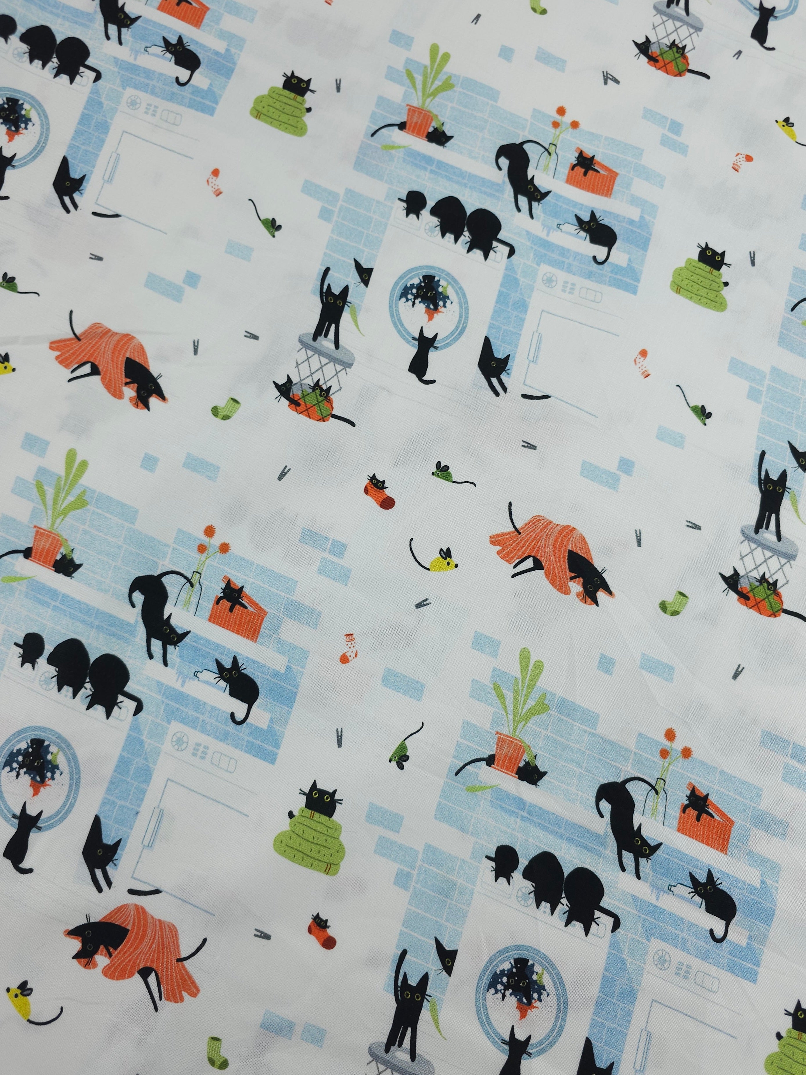 Cats In The Laundry 100% Cotton