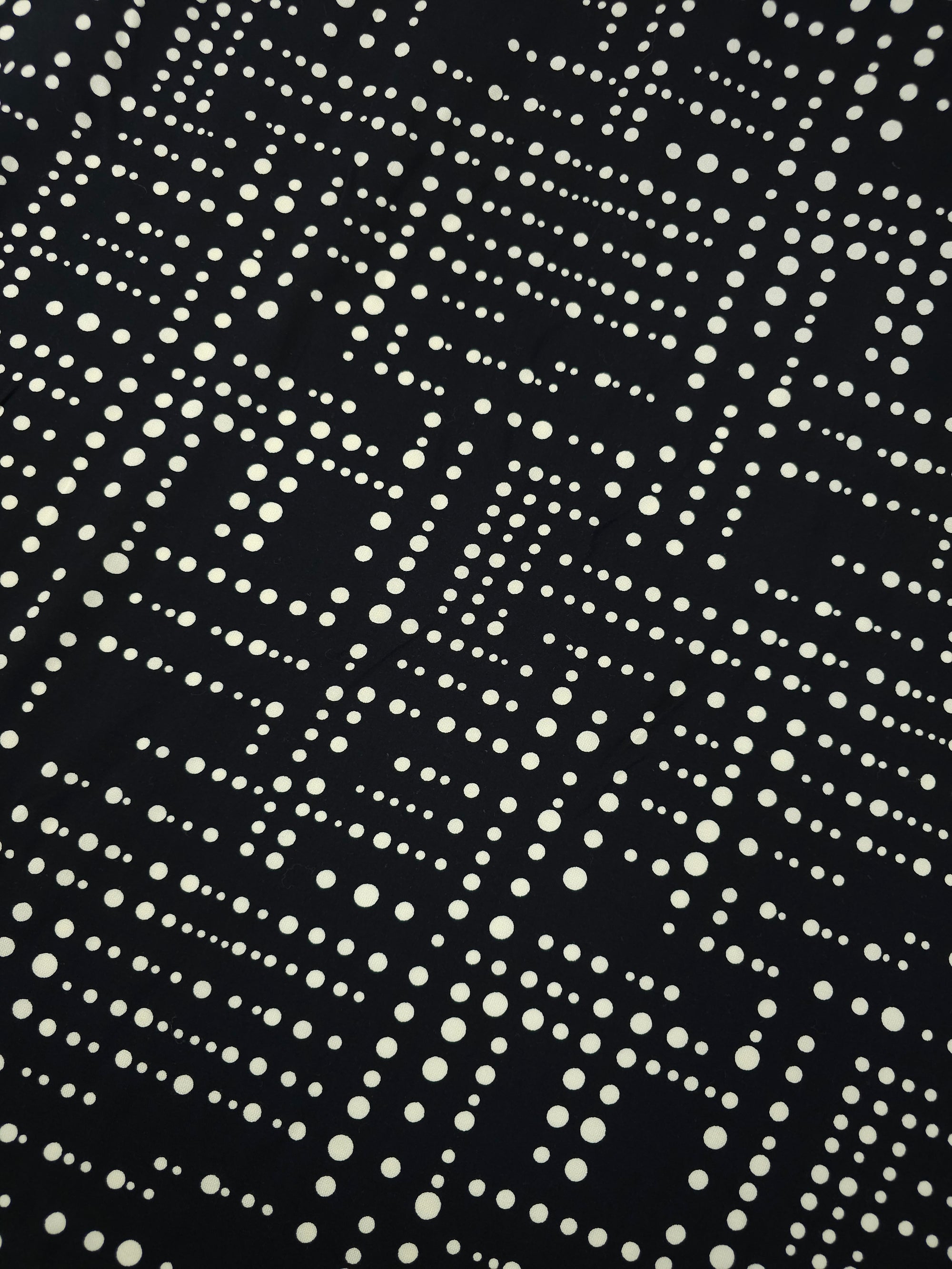 Black/Ivory Irregular Polka Maze Viscose Challis