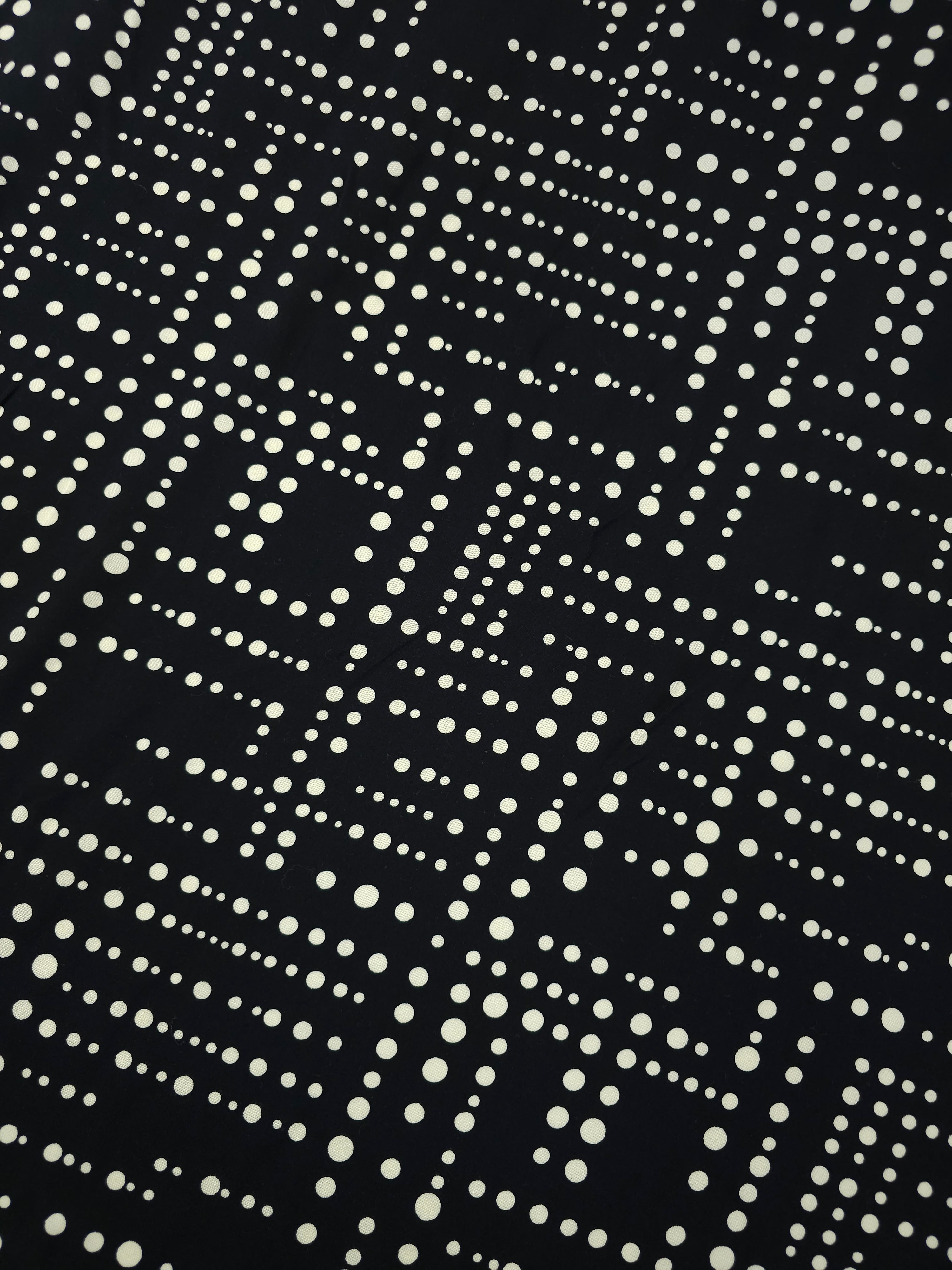 Black/Ivory Irregular Polka Maze Viscose Challis