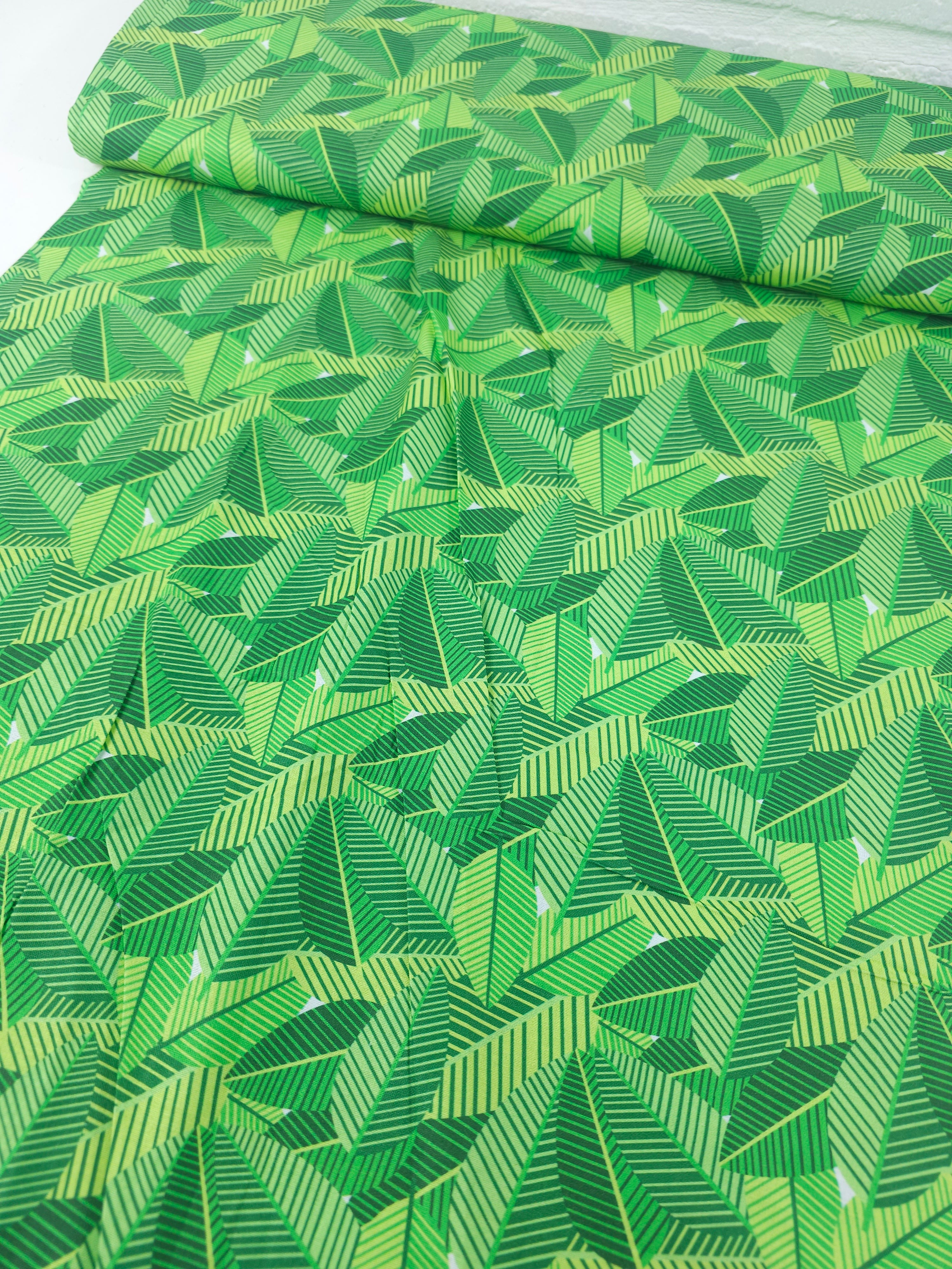 Green Abstract Leaf Shifter 100% Cotton