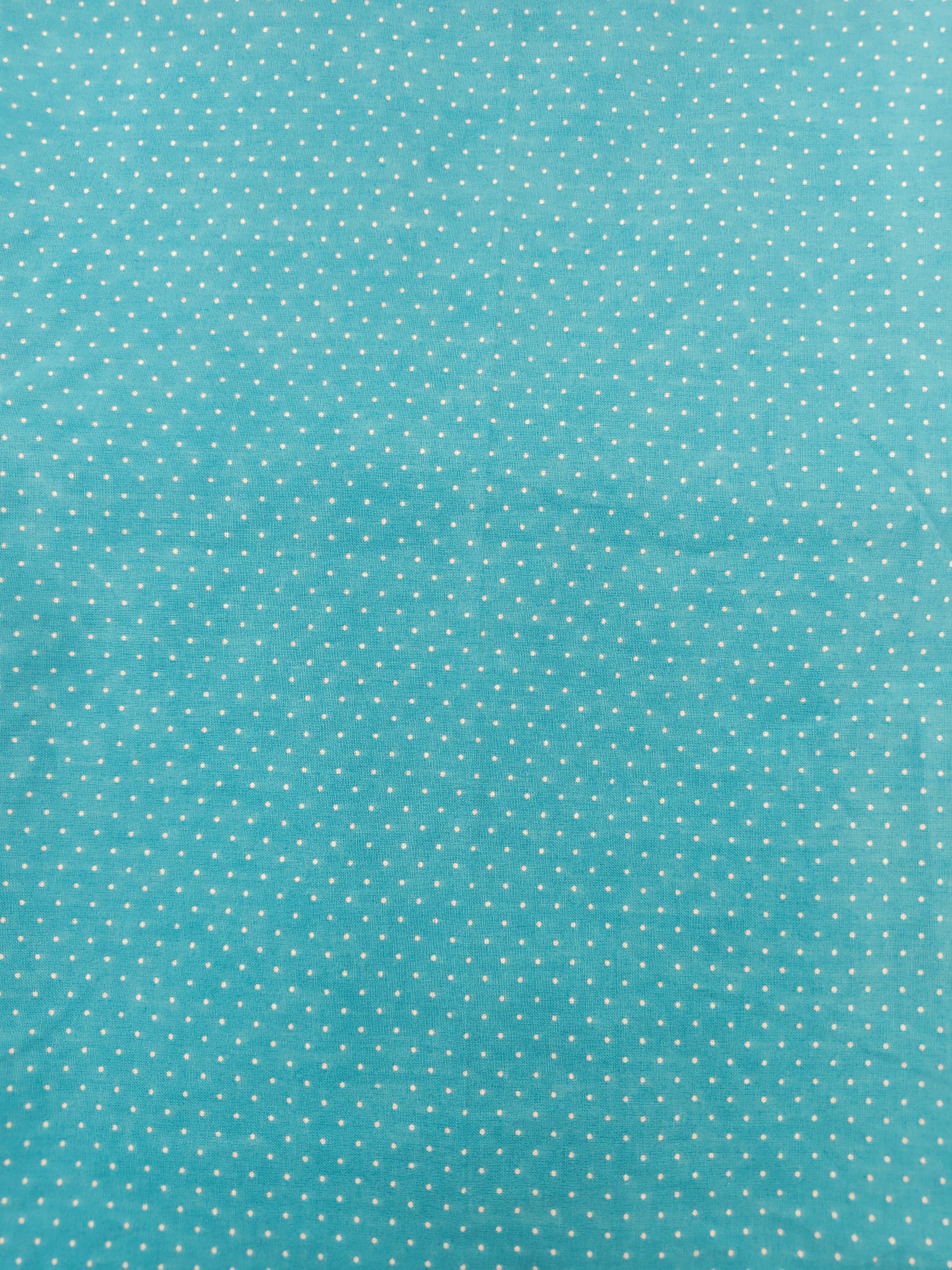Cyan blue Dotted Cotton- 1m piece
