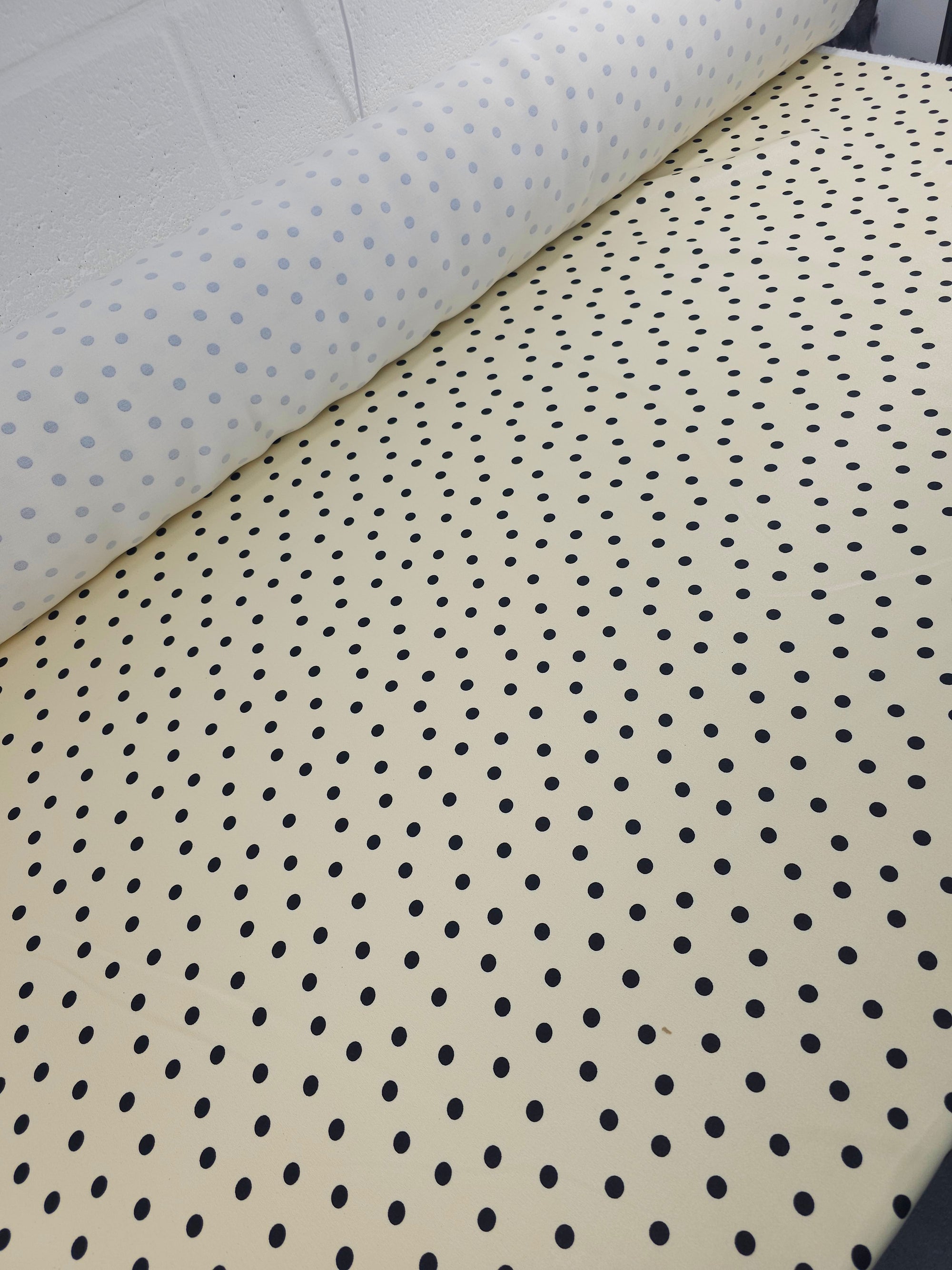 Cream/Black Small Polka Dot Crepe Back Satin