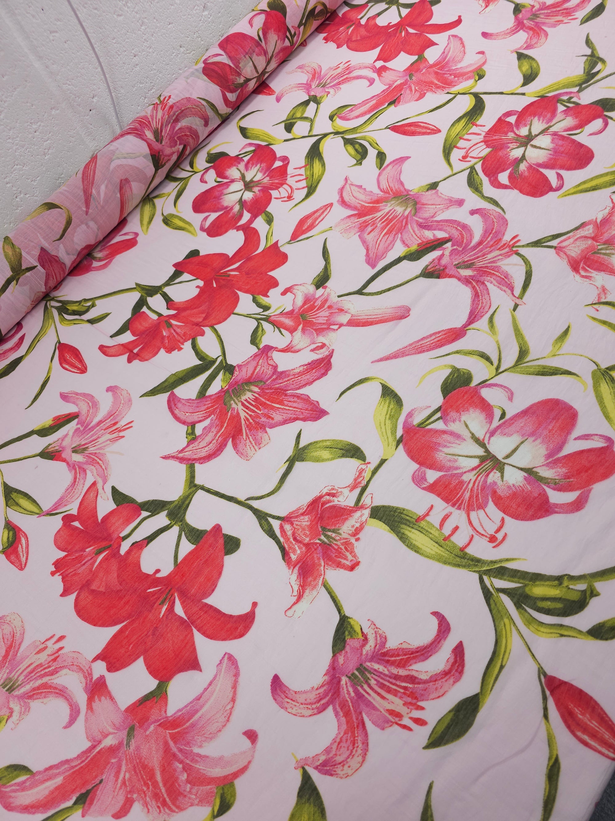 Pink Lilie Floral Voile