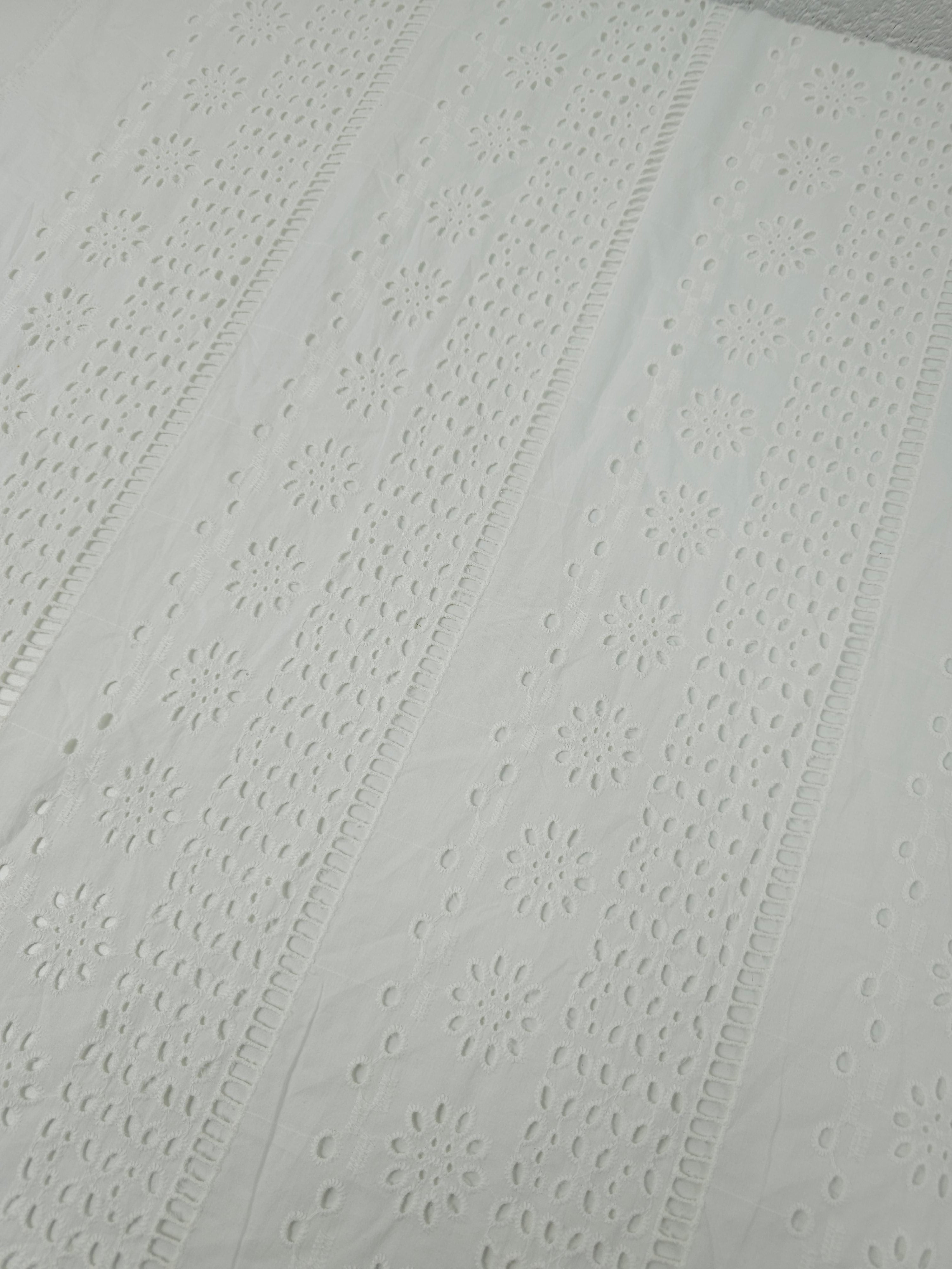 Off-White Daisy Petal Stripe Cambric Cotton Broderie Anglaise
