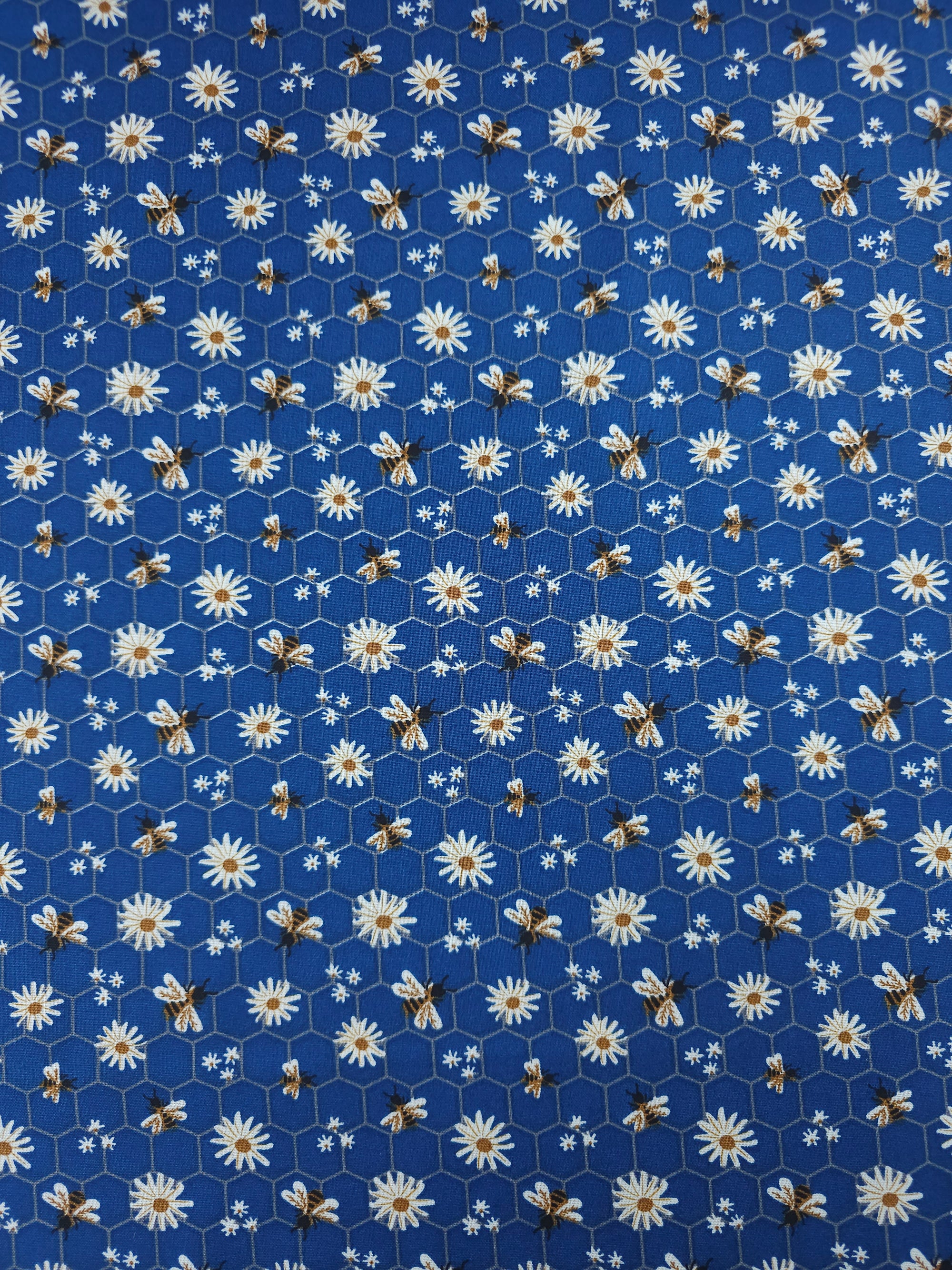 Denim Blue Daisy Bee 100% Cotton