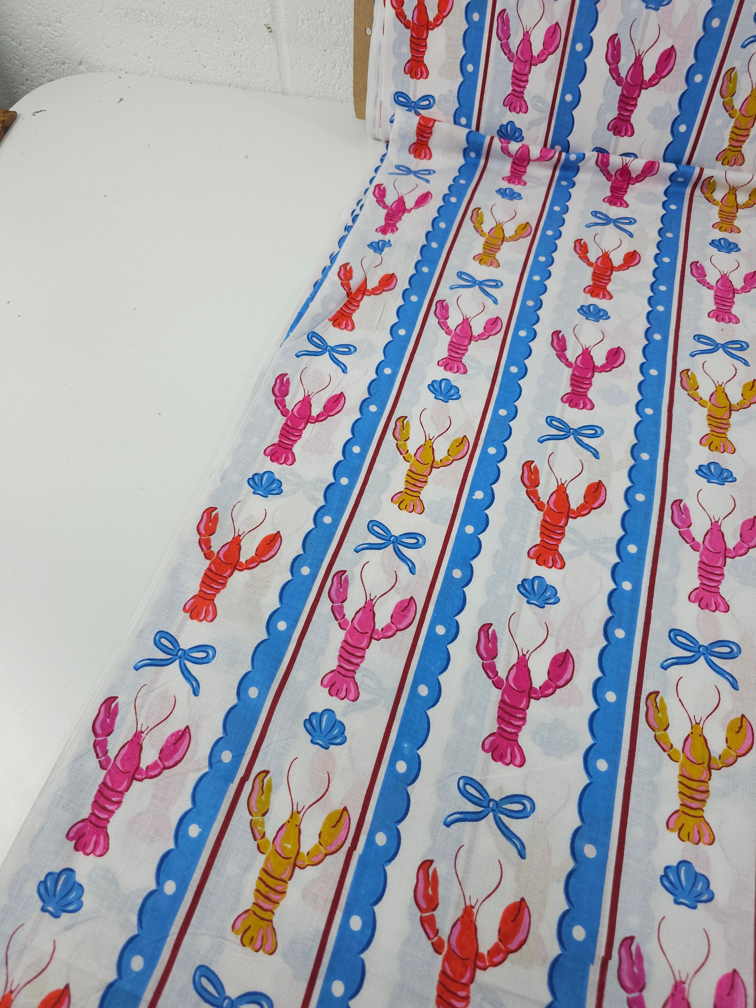 Multi Lobster Stripe Cambric Cotton