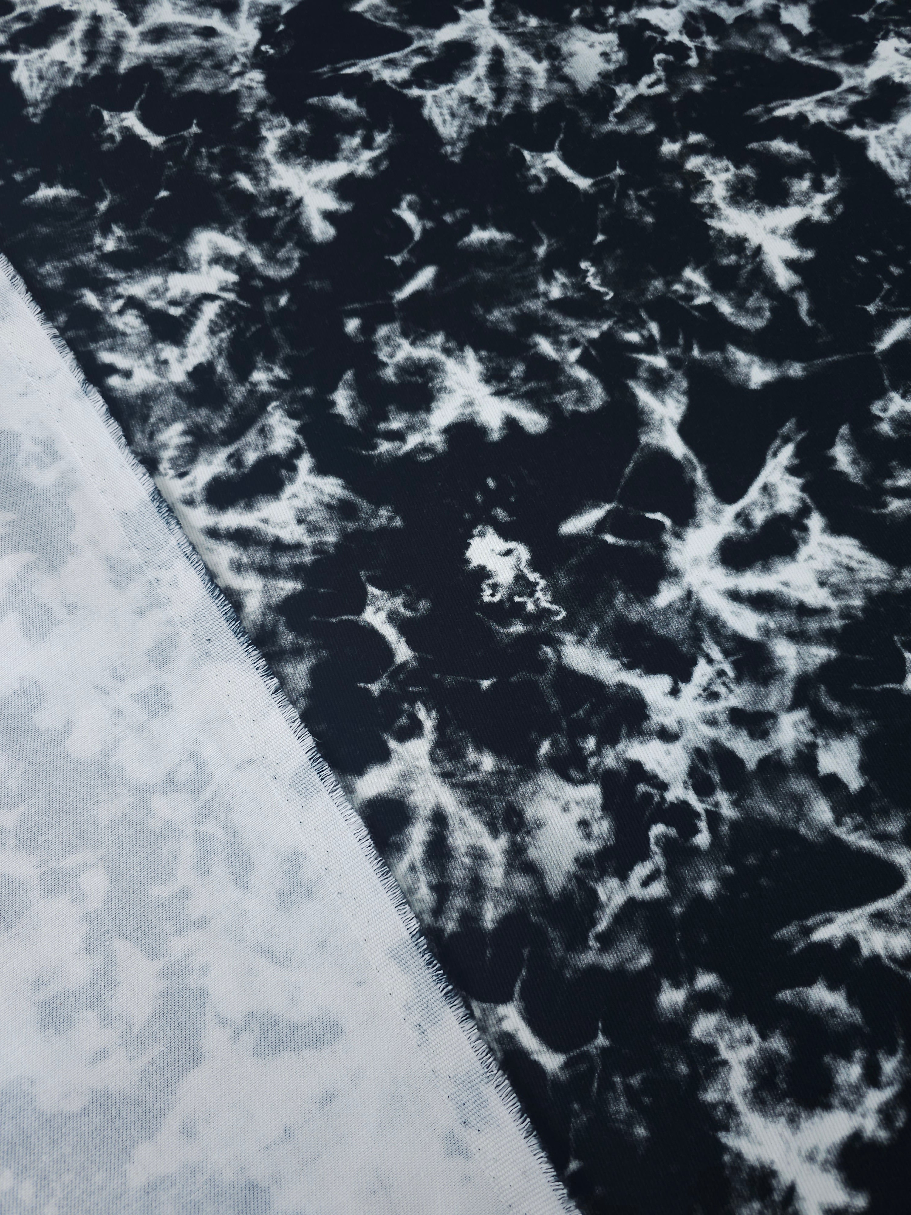Black/White Smokey Marble Denim