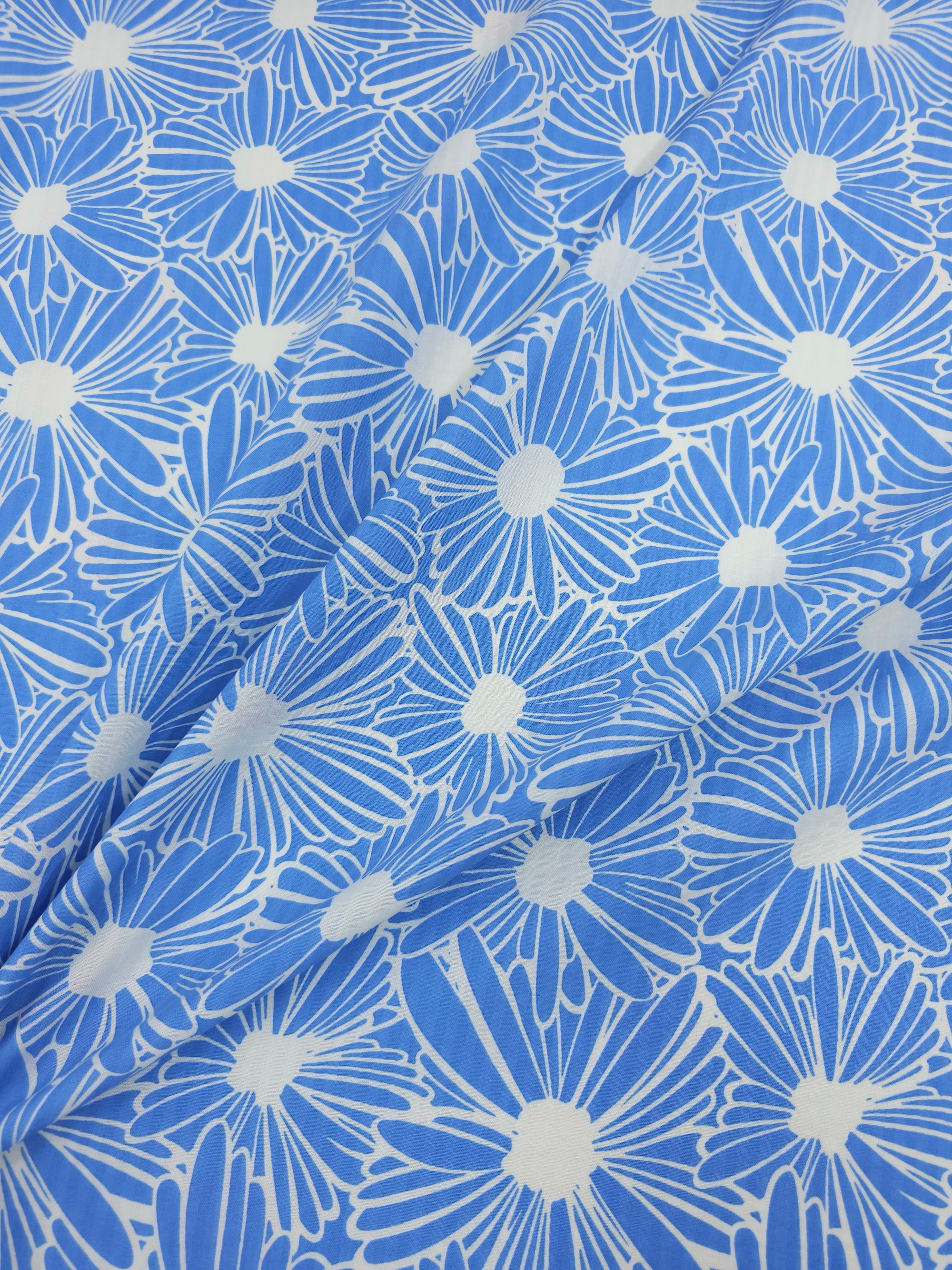 Periwinkle Blue Daisy Floral Cotton Viscose *DEFECT*