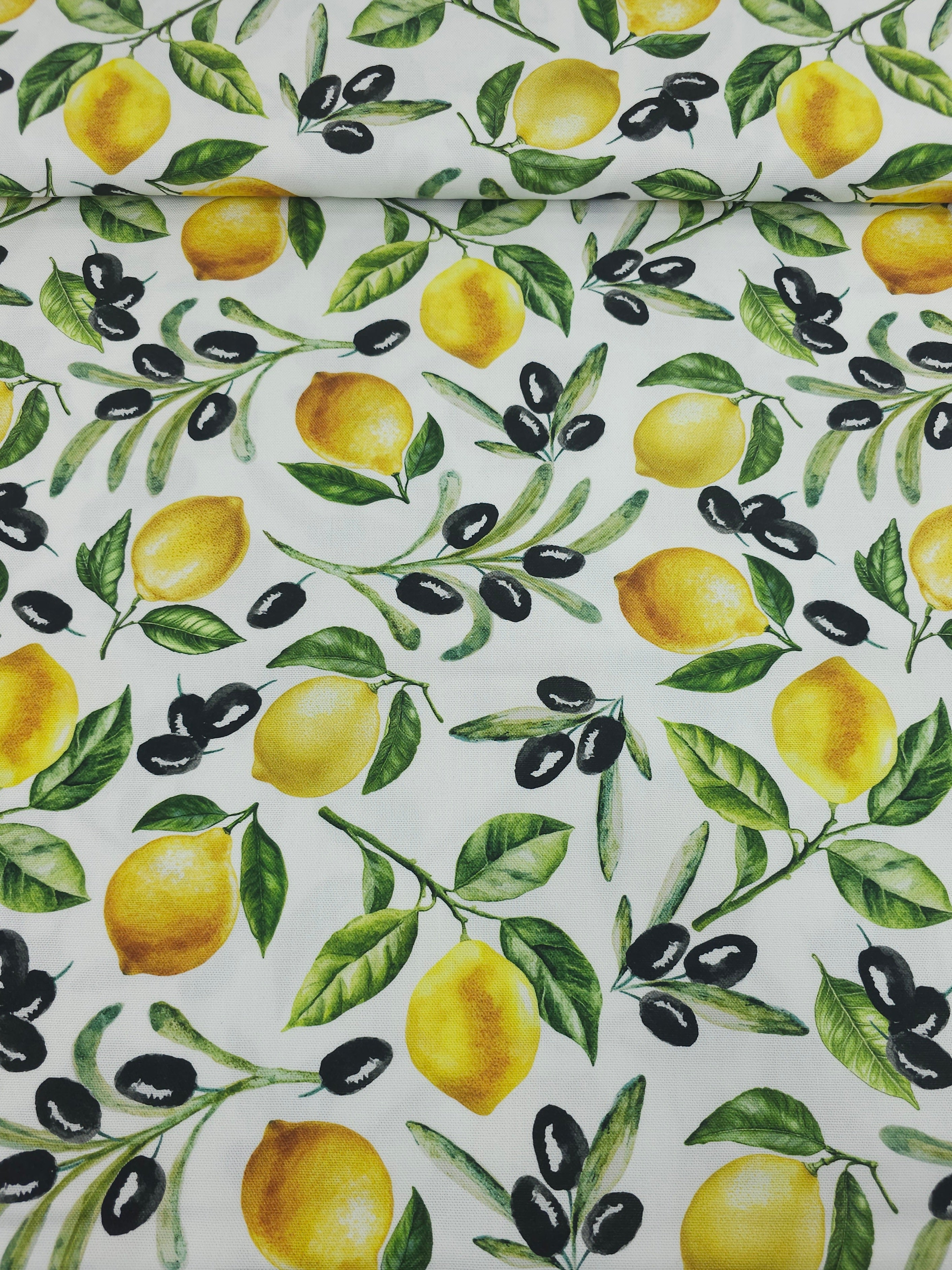 Lemon Olive Branch Canvas Cotton