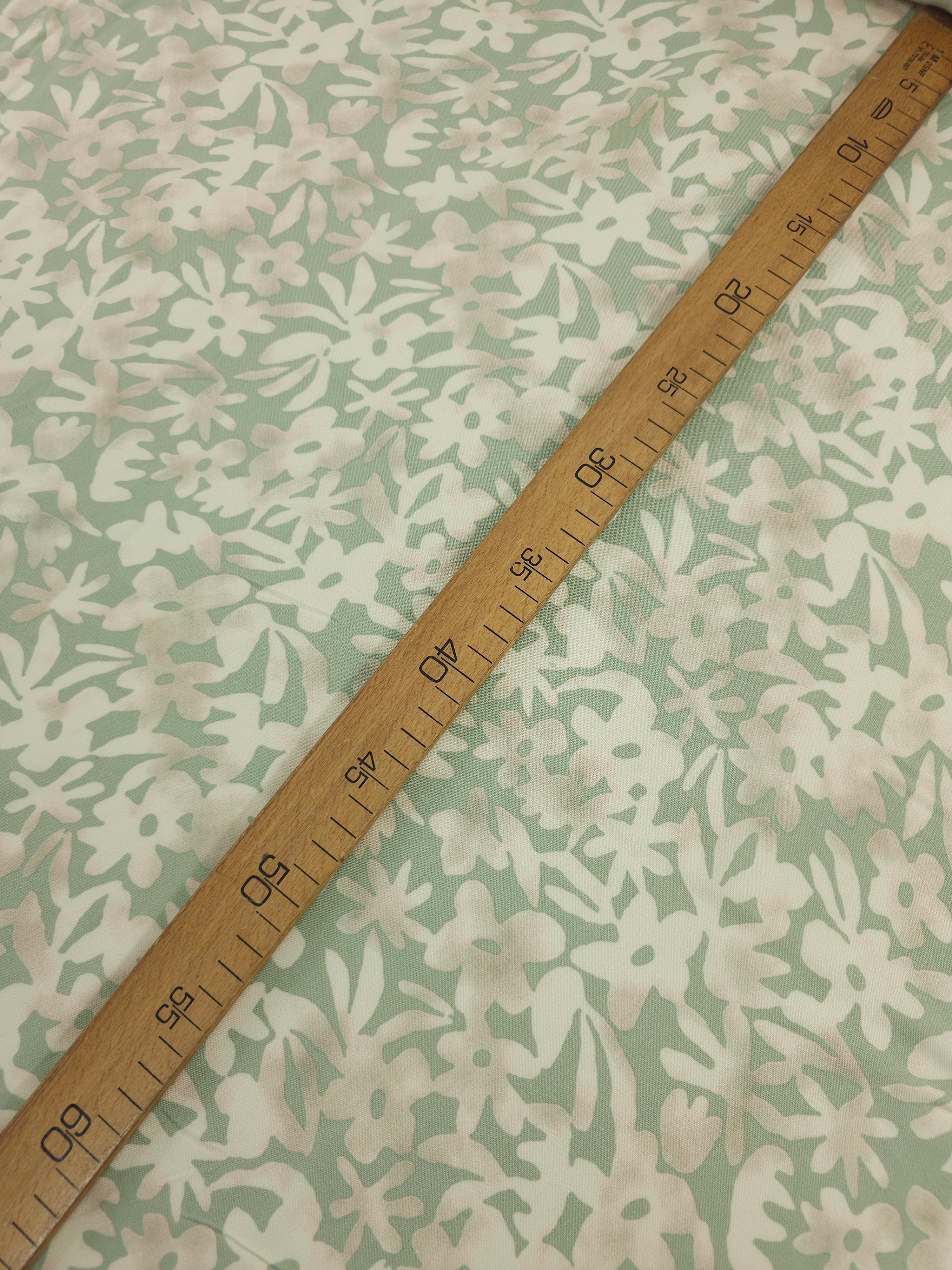 Light Sage/Cream Smudge Floral Viscose Challis